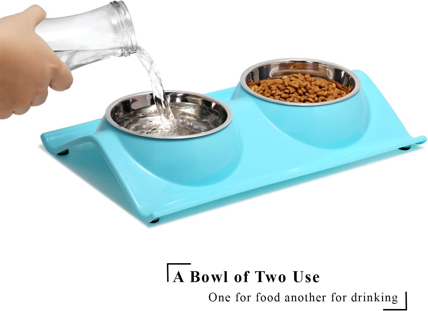 UPSKY Double Dog Cat Bowls Premium Stainless Steel Pet Bowls No