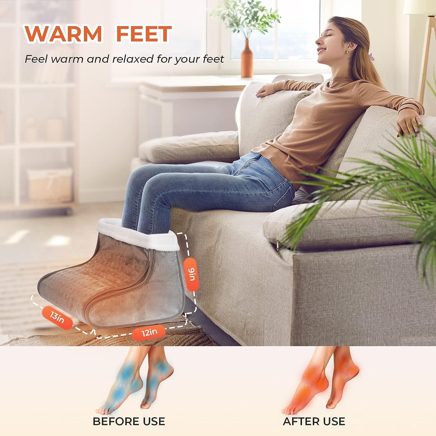 Electric Foot Warmer, Rapid Heating Pad for Feet, 6-Level Heating Feet  Warmers Washable, Heated Slippers Gift for Women Men, Heated Foot Warmers  for