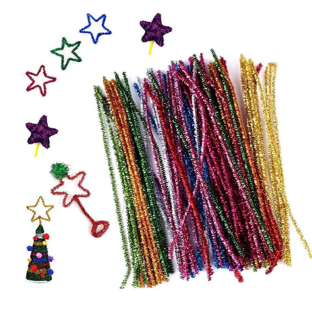  Christmas Set Of 100 Metallic Tinsel Pipe Cleaners