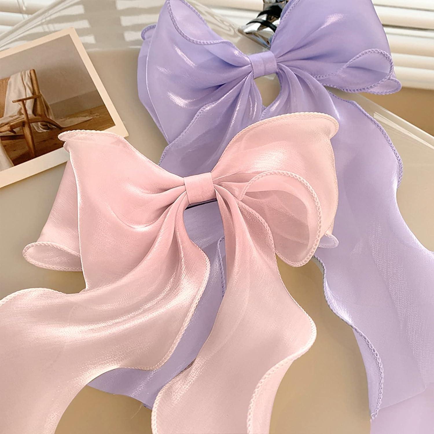 Pink Big Bow Hairpin Women's Bows Hair Accessories Long Ribbon