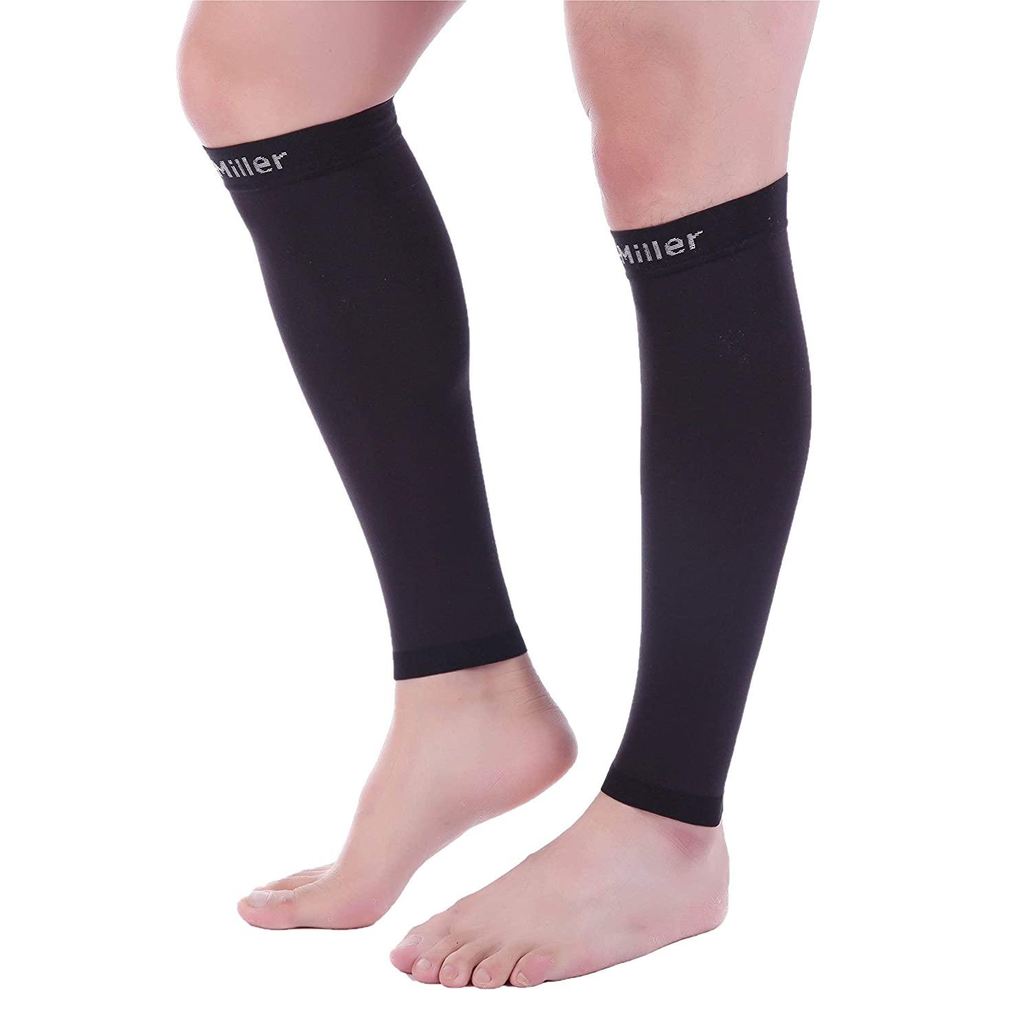 Doc Miller Calf Compression Sleeve Men - 30-40 mmHg, Medical Grade Calf  Sleeves for Men and Women Supports Shin Splints, and Varicose Veins Recovery  - 1 Pair Large Size - Black Calf Sleeve Jet Black Large