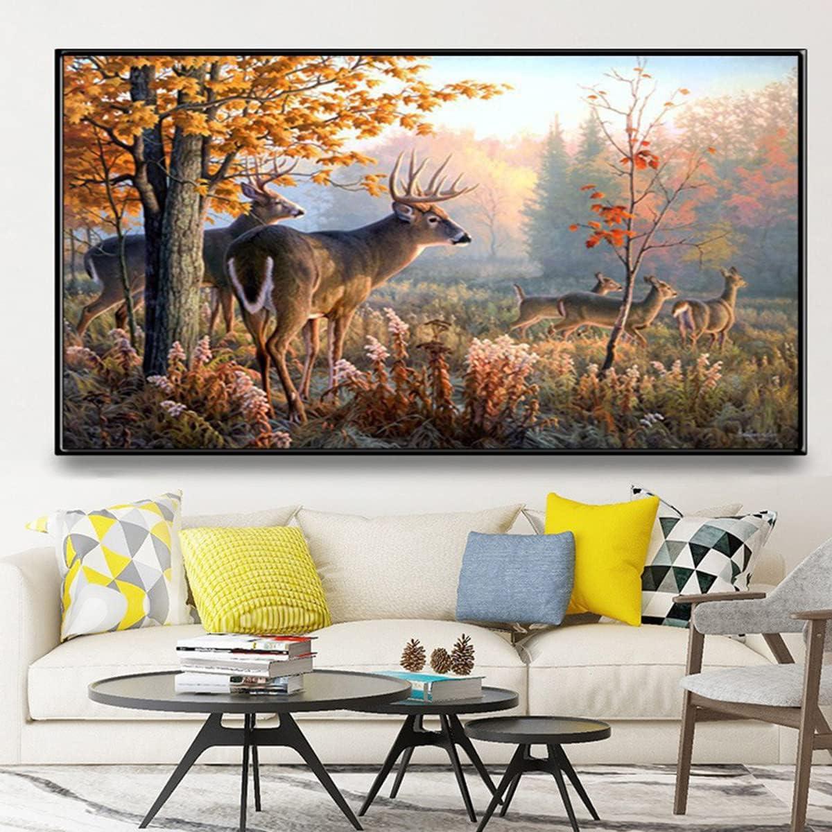 TISHIRON Diamond Painting Kits,12x16 inch 5D DIY Forest Deer Diamond Art  Crafts Kit for Home Wall Decor Gift