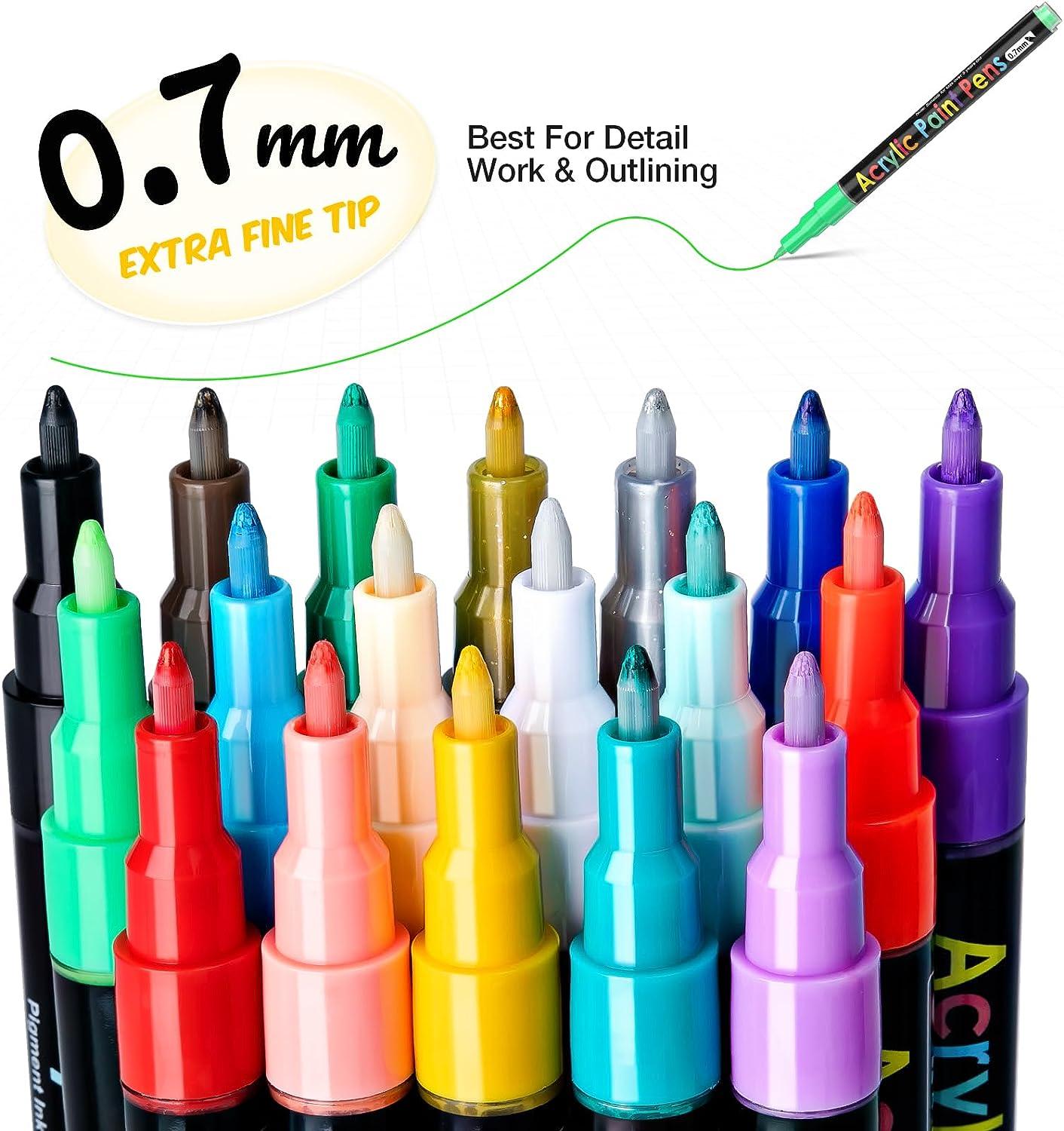 18 Colors Acrylic Paint Marker Pens for Rock Painting Fine Point Acrylic Paint  Pens for Fabric Wood Canvas Ceramic Glass Stone Scrapbooking Supplies Quick  Dry Non Toxic No Odor Paint Markers