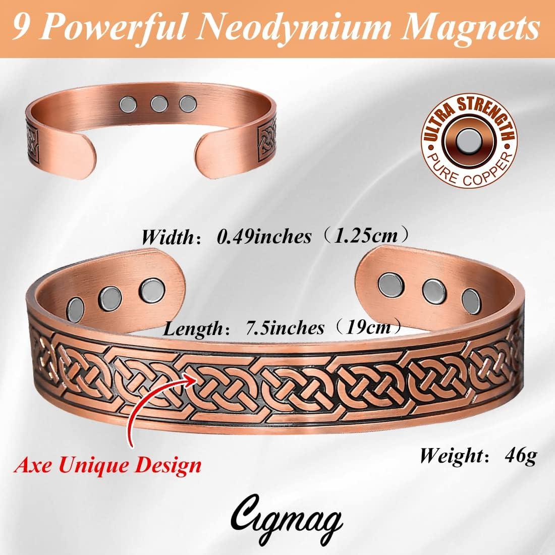  Cigmag Copper Necklace for Men Women - Magnetic Necklace 99%  Solid Pure Copper Ring Set Ultra Strength Magnets - Copper Chain Necklace  with Adjustable Sizing Tool and Gifts Box for Anniversary 