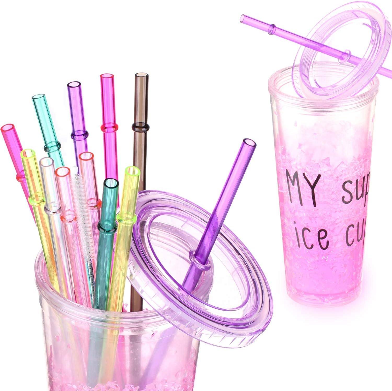 25-Pack Hard Plastic Reusable Straws with Cleaning Brush, Long Thick  Unbreakable Straws for Tumblers, Mason Jar, Yeti, Tervis 