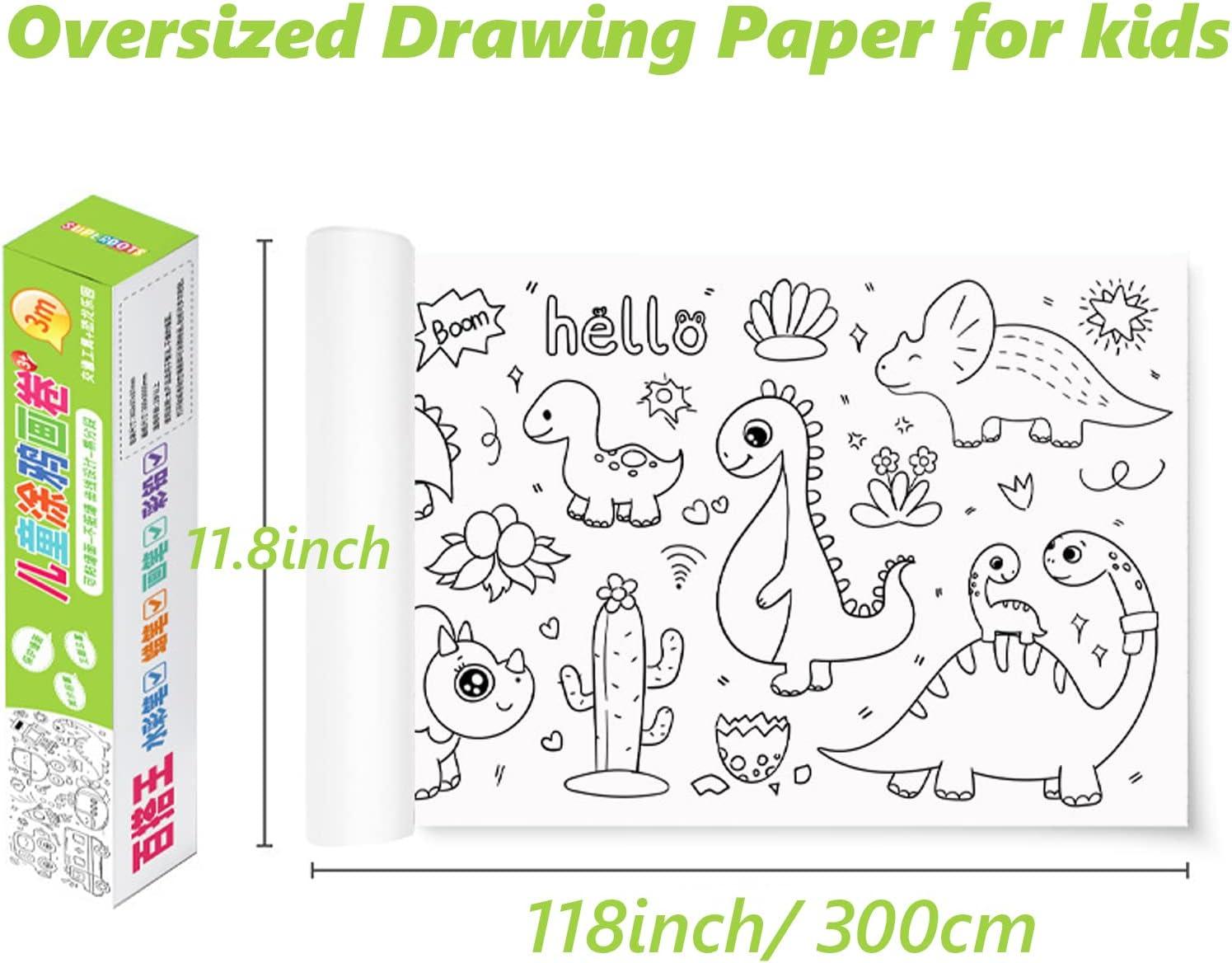 Children's Drawing Roll - Coloring Paper Roll for Kids, Drawing Paper Roll  DIY Painting Drawing Color Filling Paper, 11.8 Inches