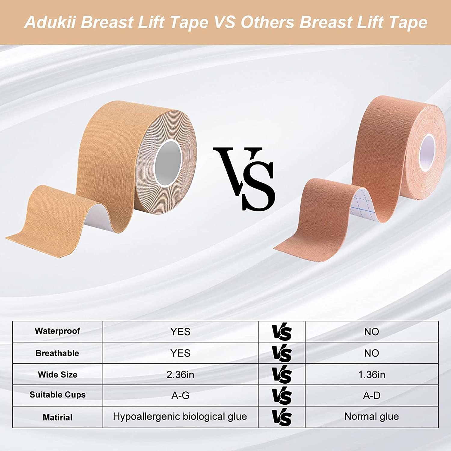 Boobytape for Breast Lift, Adukii Breast Tape With 2 PCS Nipple Covers & 36  PCS Fearless Tape, Bob Tape for Breast Lift Bare Lift Large Breasts  Friendly Push Up Strong Support Flesh