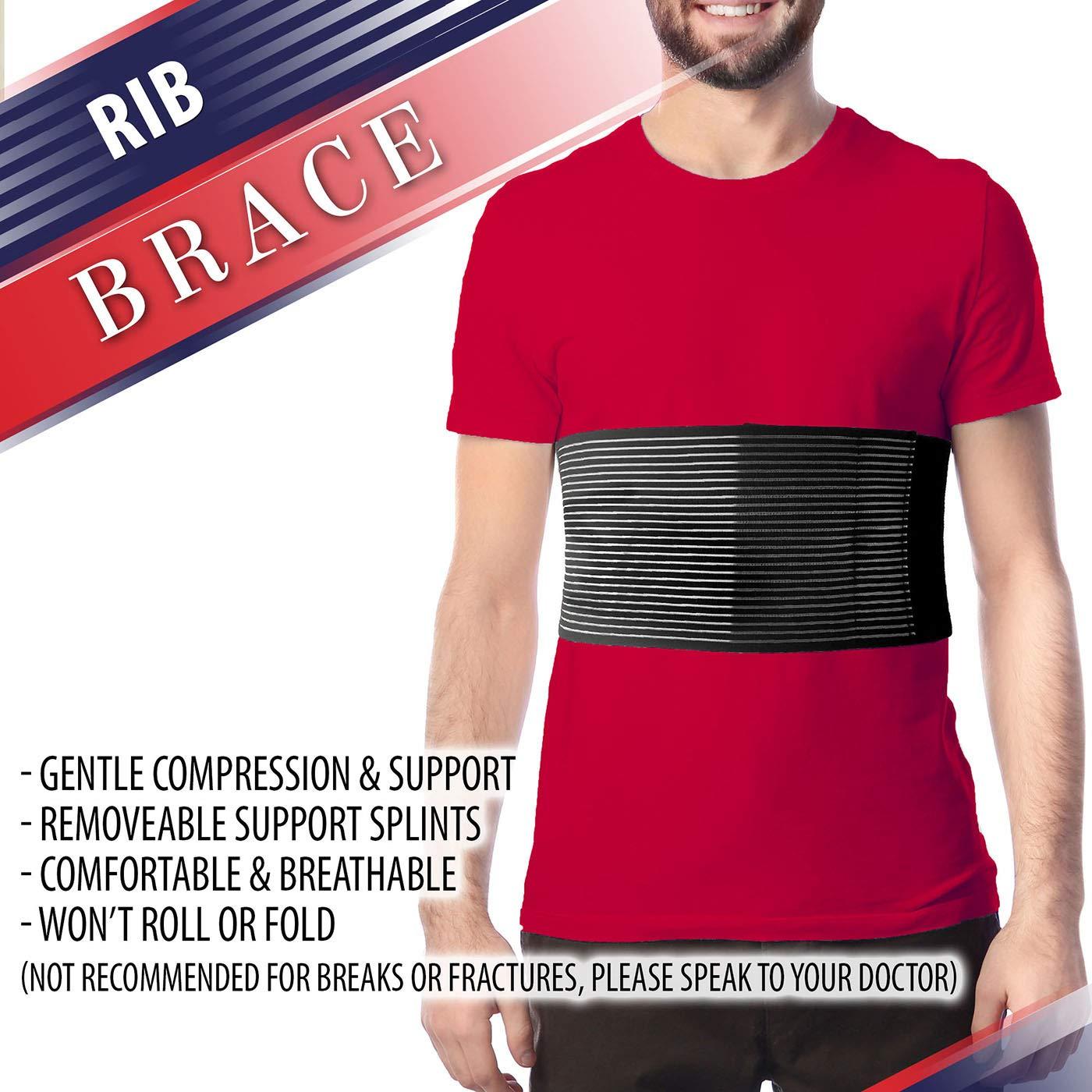  Rib Brace Chest Binder, Rib Belt to Reduce Rib Cage Pain, Chest Compression Support for Rib Muscle Injuries, Bruised Ribs, Breathable Chest Wrap Rib Brace for Women Men