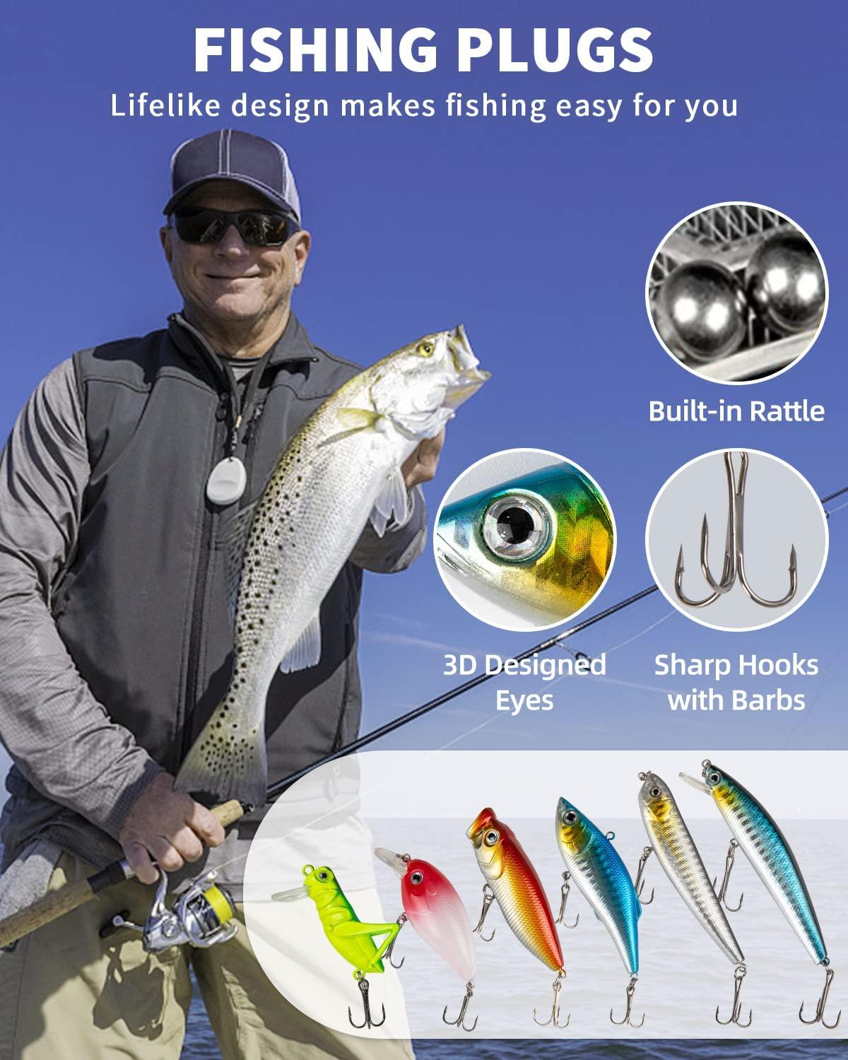 GOANDO Fishing Lures Kit for Freshwater Bait Tackle Kit for Bass