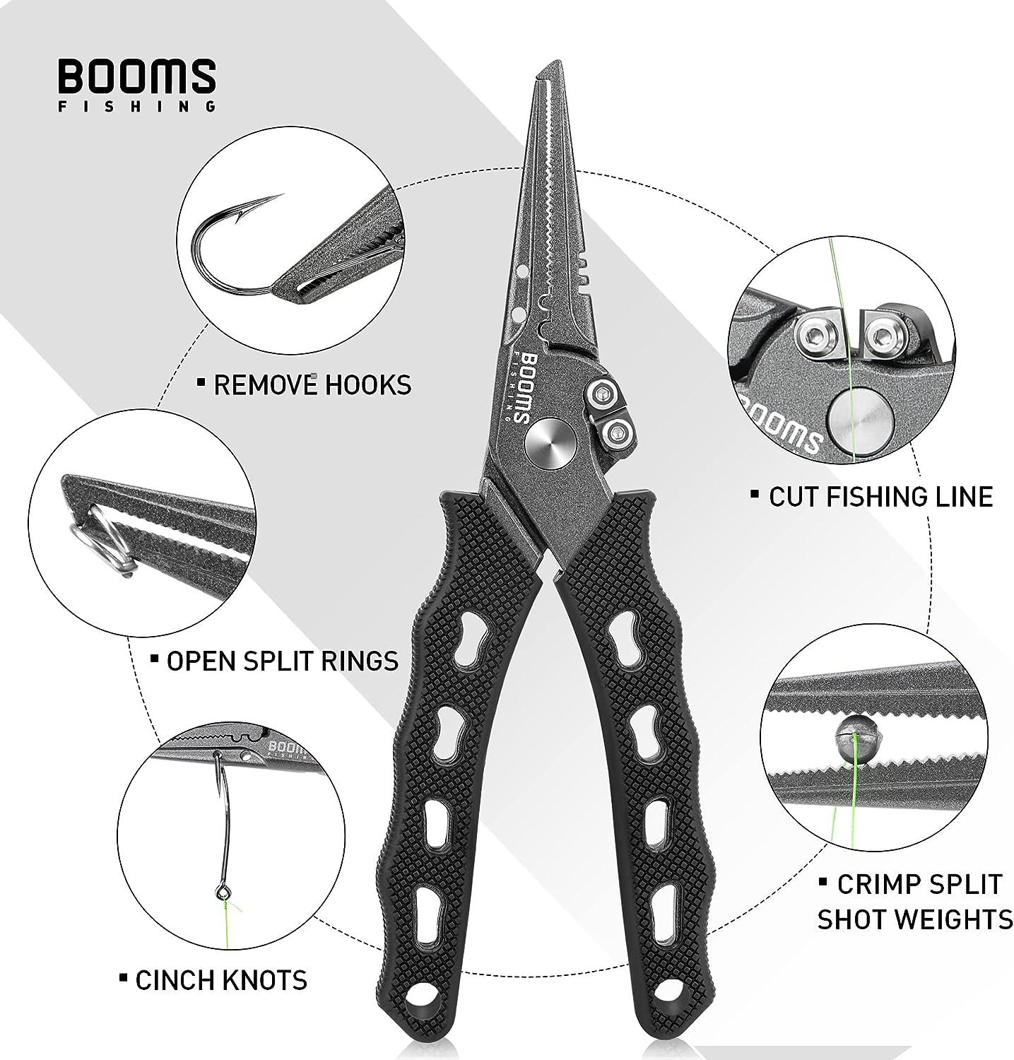 Booms Fishing F07 Fishing Pliers Hook Remover, Split Ring Pliers Stainless  Steel, Saltwater Fishing Tools with Lanyard and Sheath, Fishing Gift for  Men B: 7 Split Ring Nose Pliers + Fish Gripper