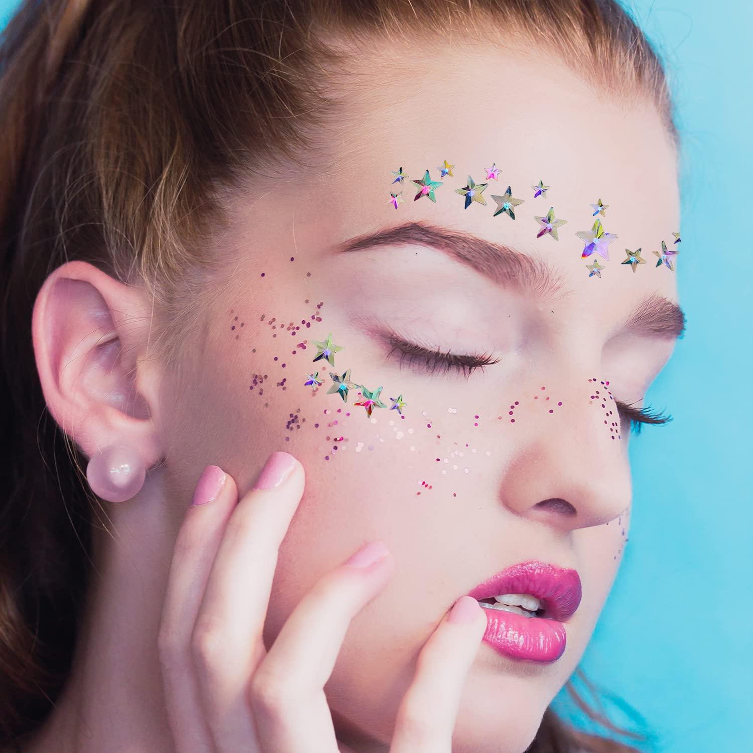 DIY Forehead Eyebrow Face Makeup Stickers Colourful Crystal Diamond Gemstone  Girl Woman Holiday Glitter Party Self Adhesive Eye
