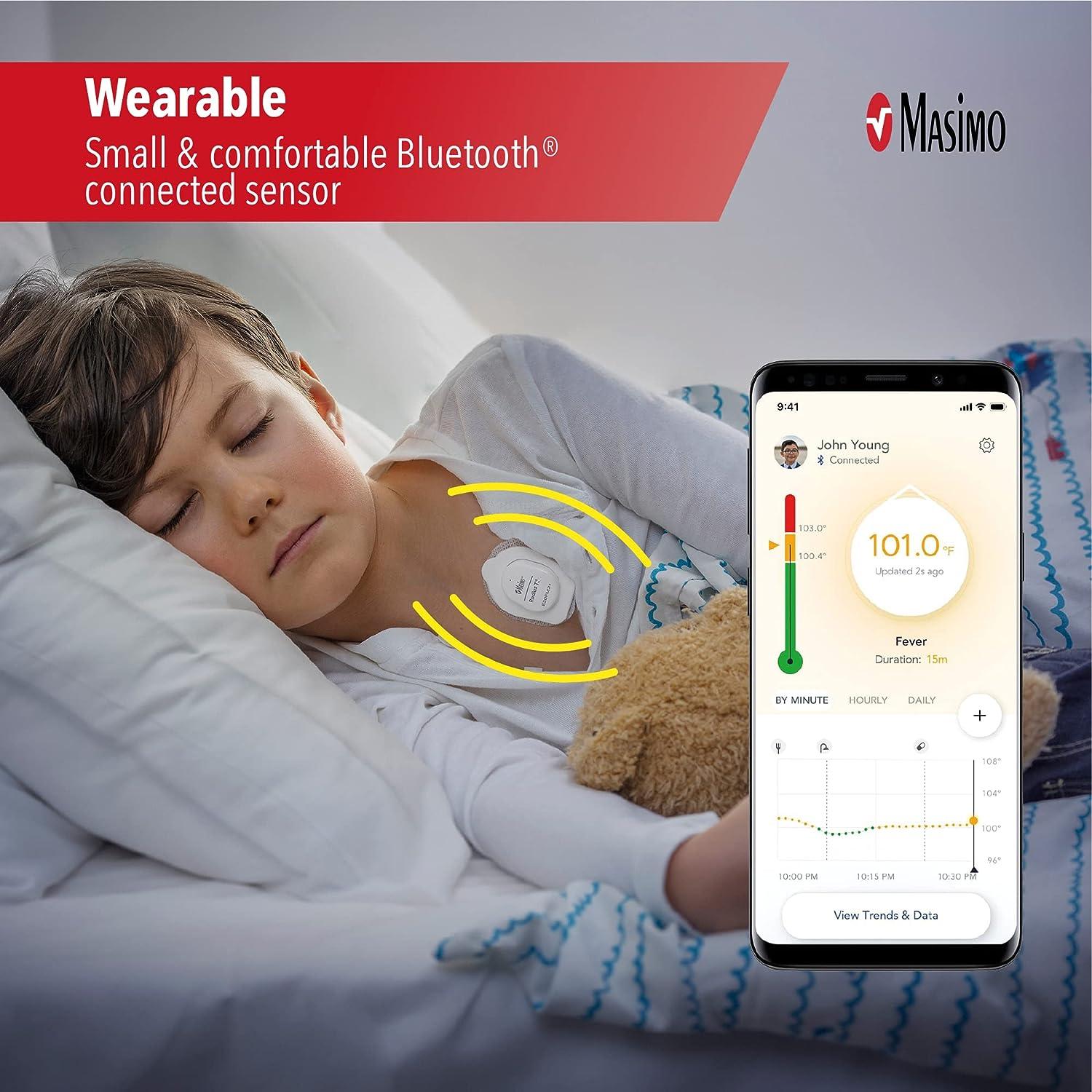 Masimo Radius T Wearable Digital Thermometer, Continuous Monitoring of  Fever 24x7, Medical Grade Accuracy, 3 Temperature Sensors, Water-Resistant