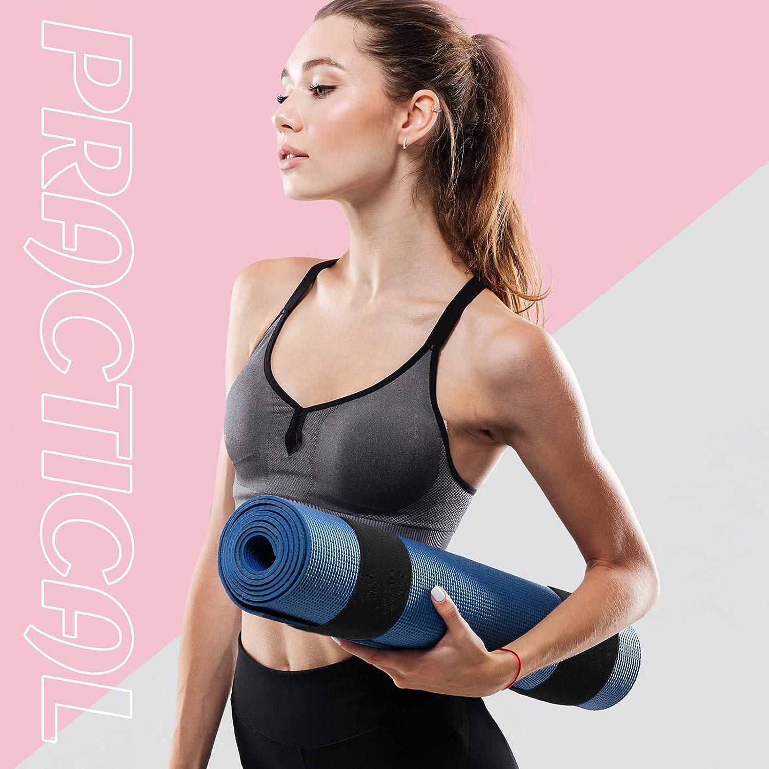 Honoson 4 Pcs Nylon Yoga Mat Strap Stretchable Yoga Mat Holder
