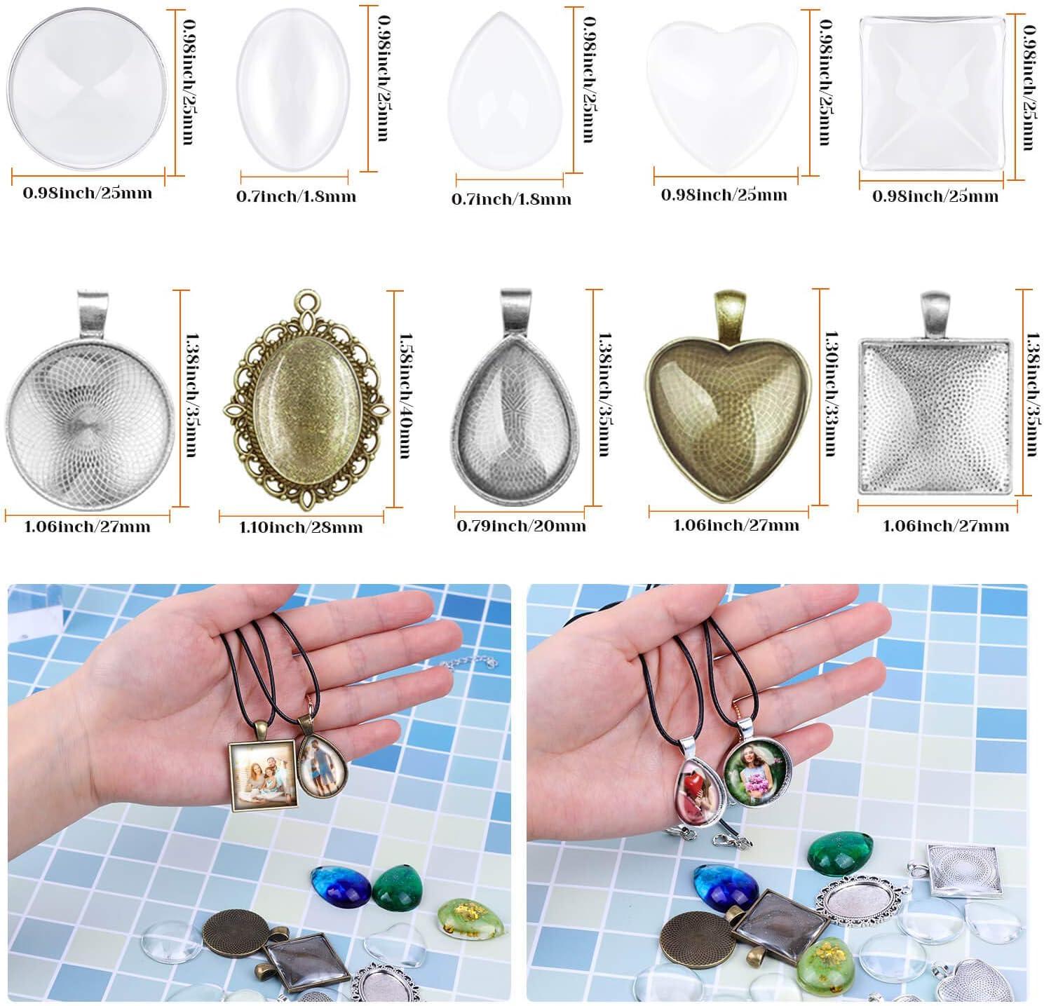 Necklaces Pendant Trays Pendant Tray with Glass Bracelet Making