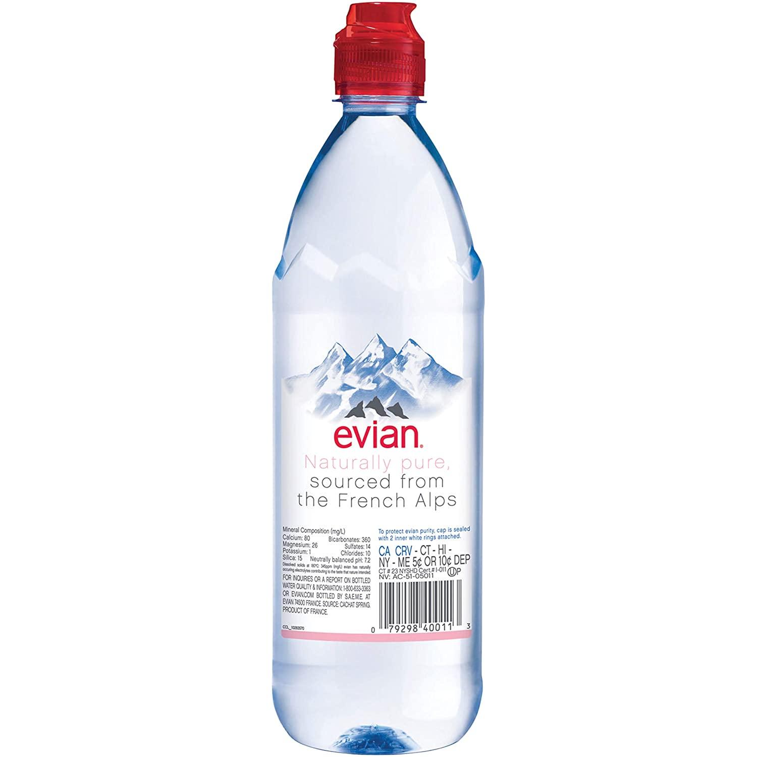Evian Natural Spring Water- 1L (33.8 Fl oz) (12 Bottles per Case