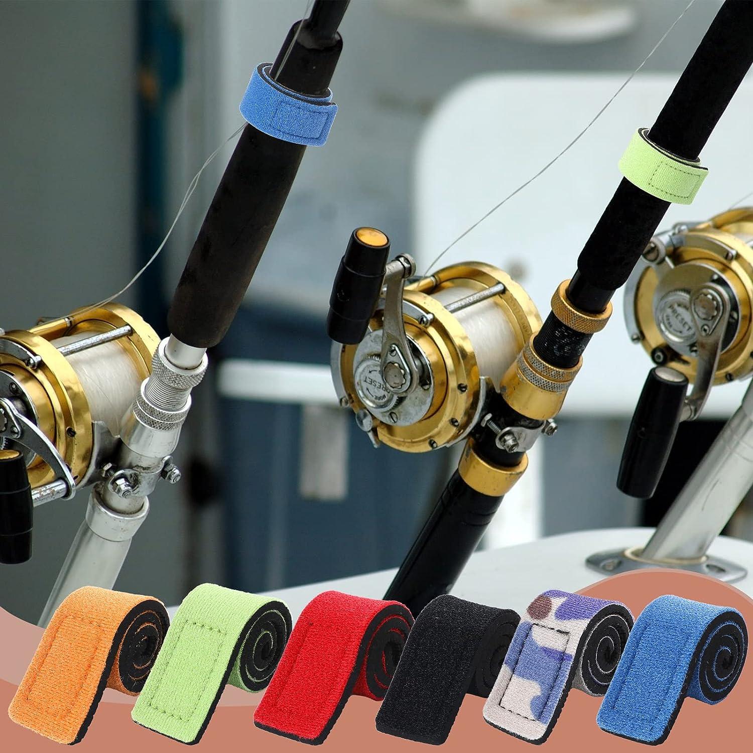 8Pcs Fishing Rod Straps Adjustable Red, Magic Tape Elastic Fishing Rod Belt  Ties Fishing Pole Wrap Straps Fishing Accessories for Fixing Fishing Rods
