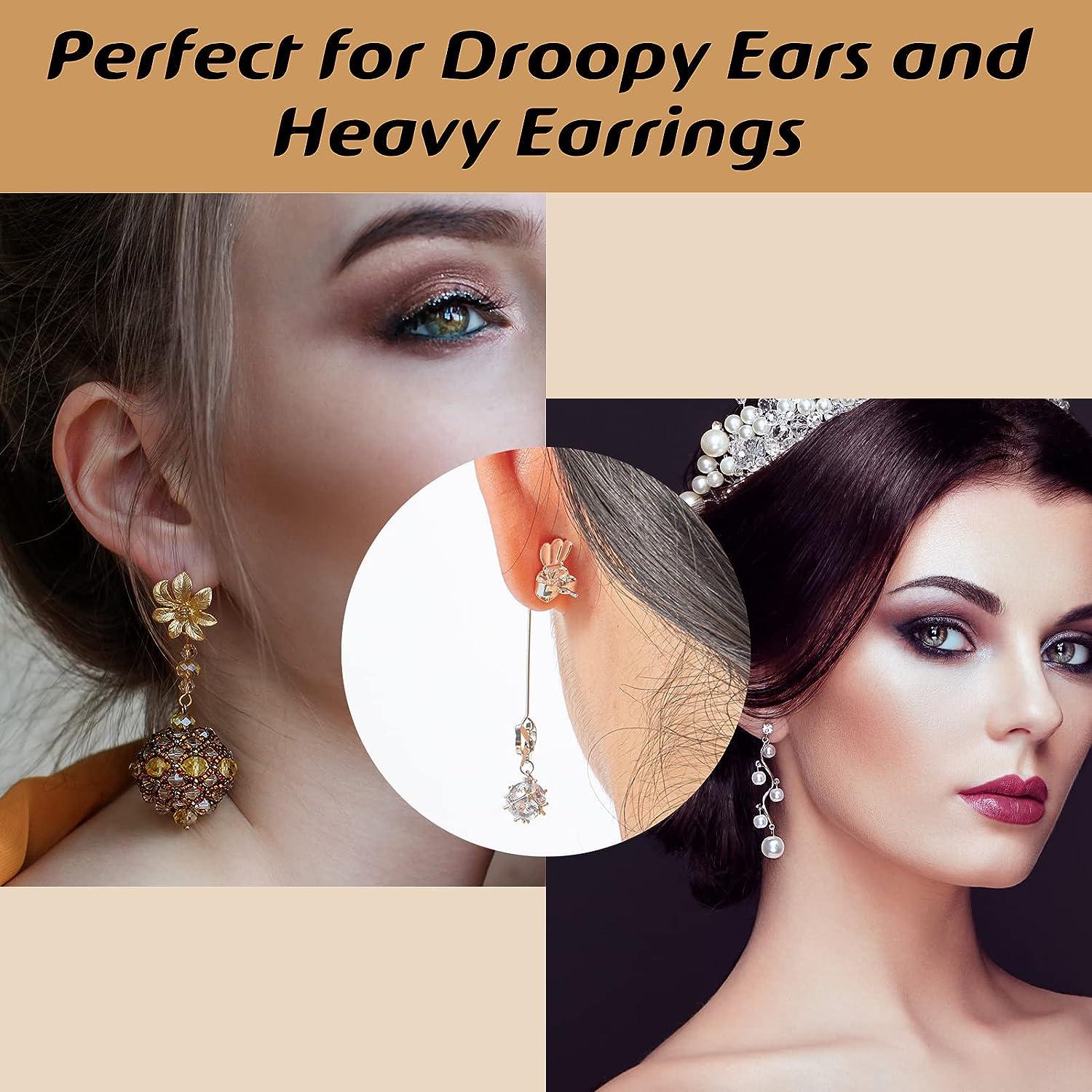10 Pcs/5 Pairs Earring Backs for Studs, Droopy Ears and Heavy Earring,  Upgraded Heavy Earring Support Backs, Tiara Earring Backs to Prevent  Drooping, Hypoallergenic Earring Lifters (Silver + Gold)
