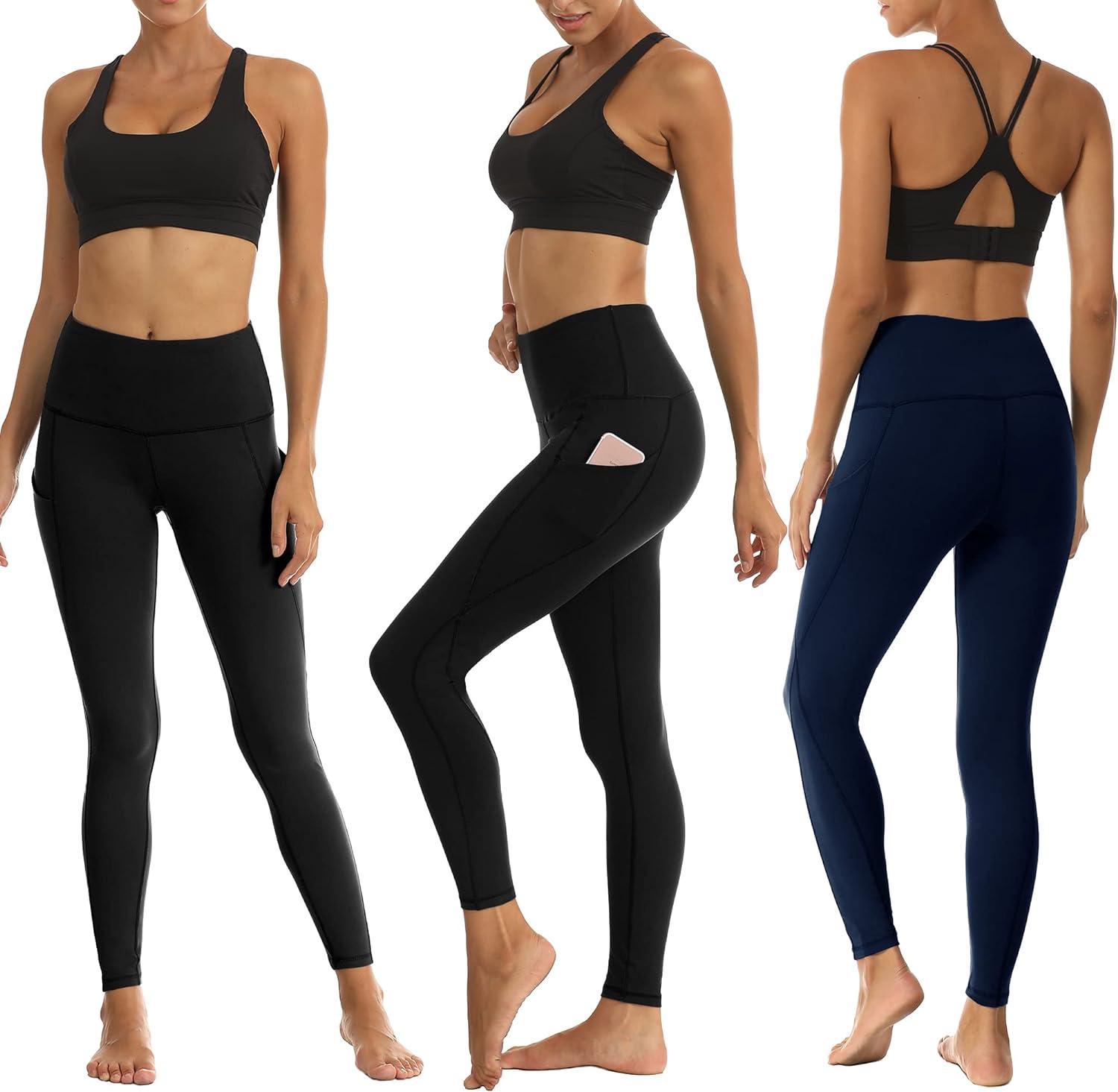 Navy Blue Yoga Pants for Girls Athletic Leggings Fitness Running