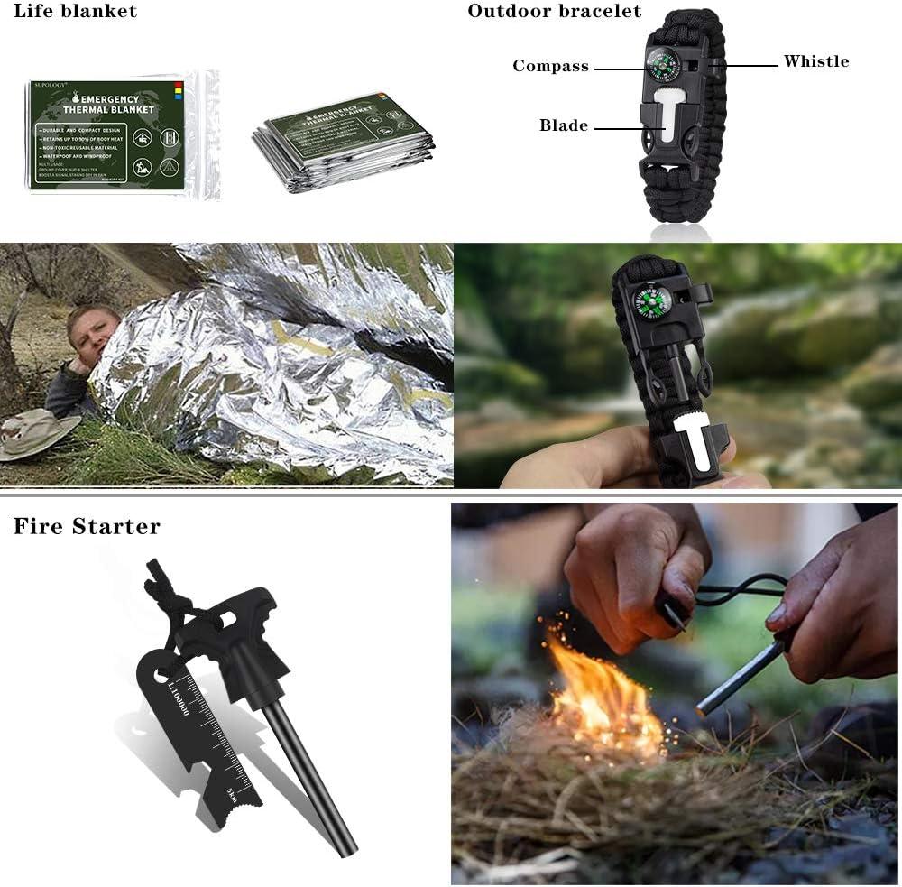 SUPOLOGY Emergency Survival Gear Kits -23 in 1 Outdoor Tactical