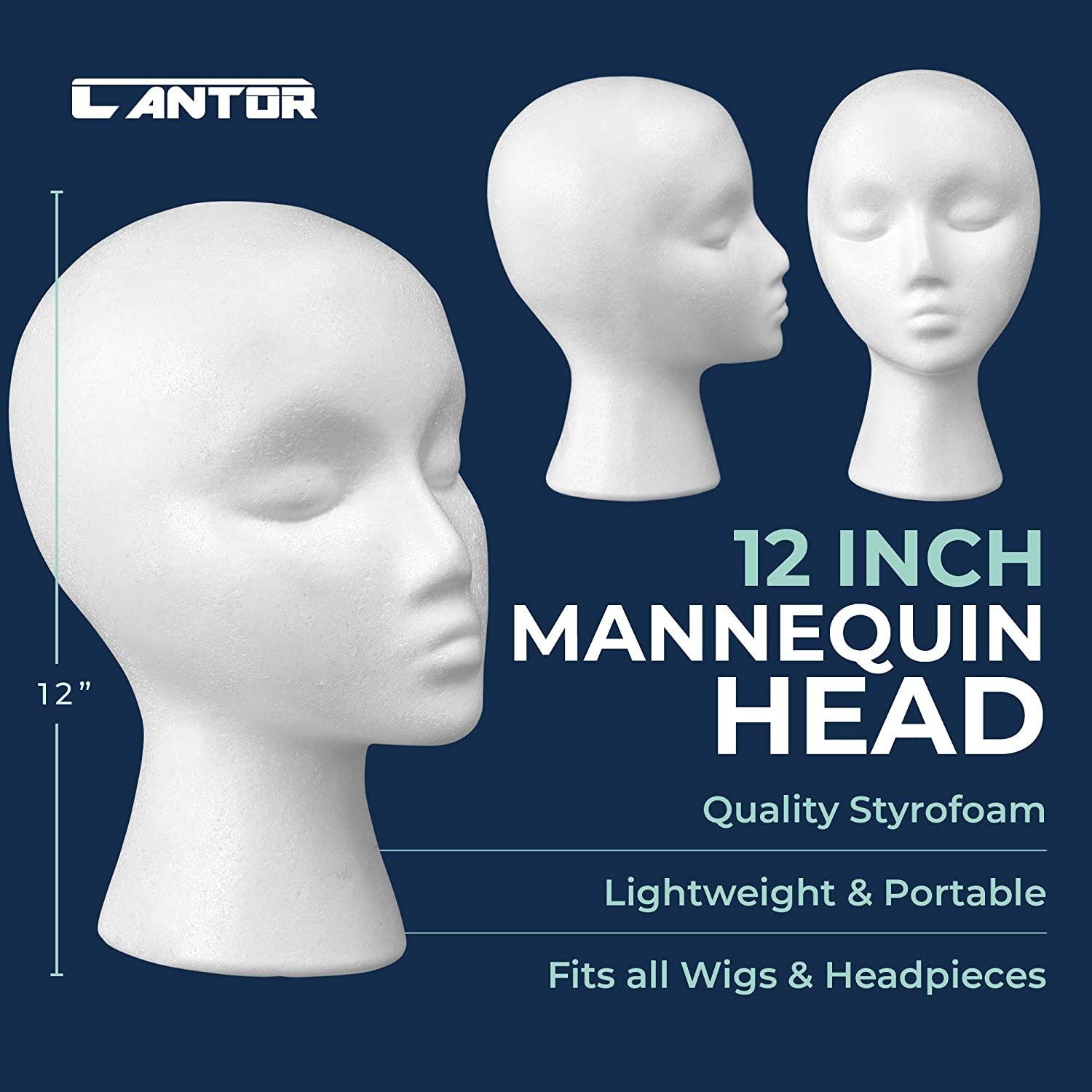 Male Styrofoam Wig Head - Foam Mannequin Wig Stand Holder - For Home, Salon  and Travel Use