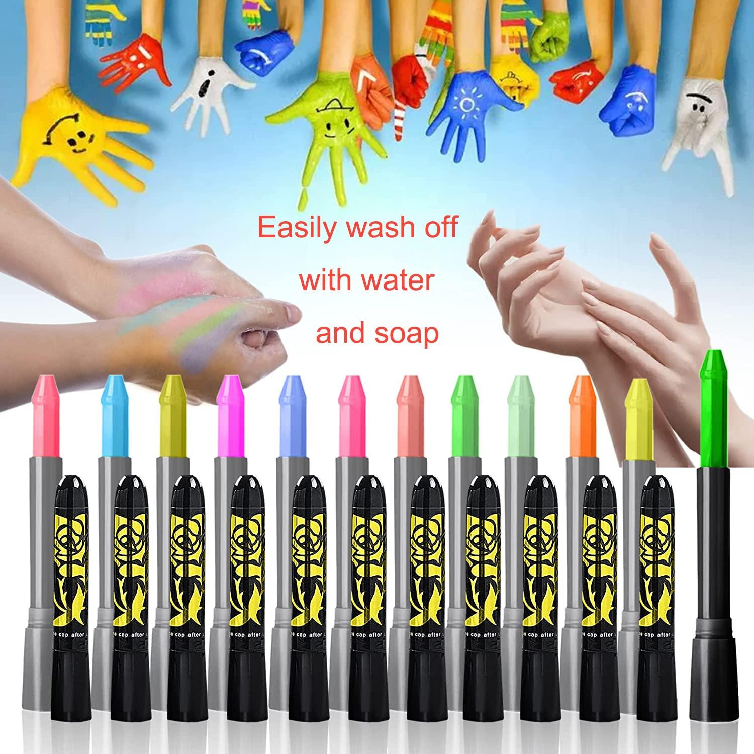 Glow in The Dark Paint, Glow in The Dark Face Body Paint Glow Sticks Makeup  Face Painting Kits for Kids Adult, Neon Face Paint Crayons for Halloween  and Parties, 12PCS 