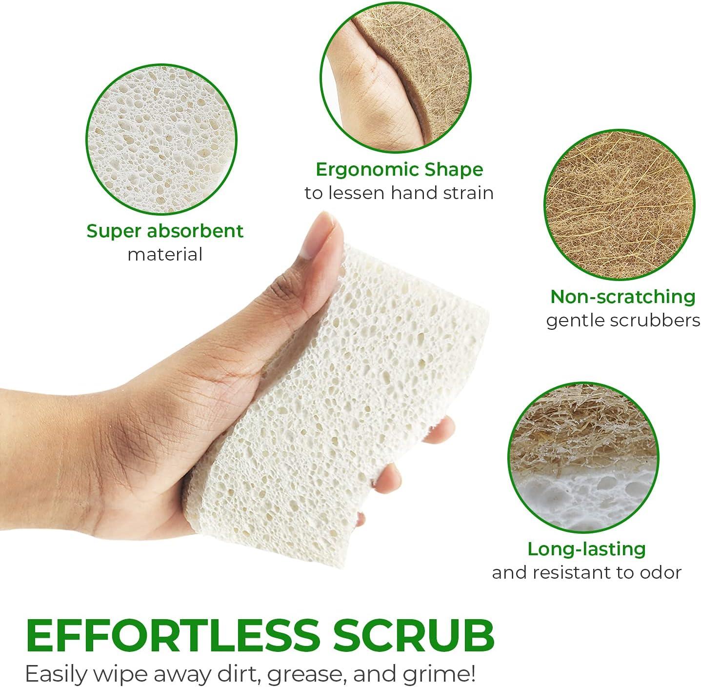 Biodegradable Coconut Kitchen Scourers- 5 Pack, Zero Waste Dish Scrubber