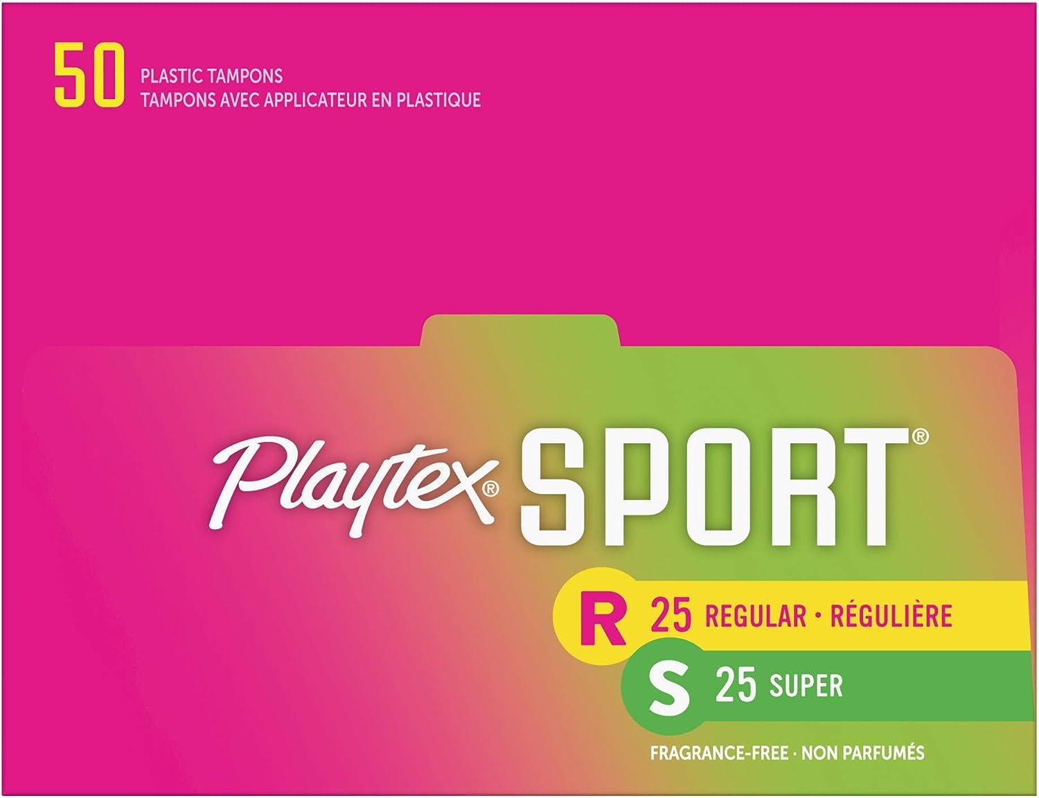  Playtex Sport Tampons with Flex-Fit Technology, Regular & Super  Multi Pack, Unscented - 50Count : Health & Household