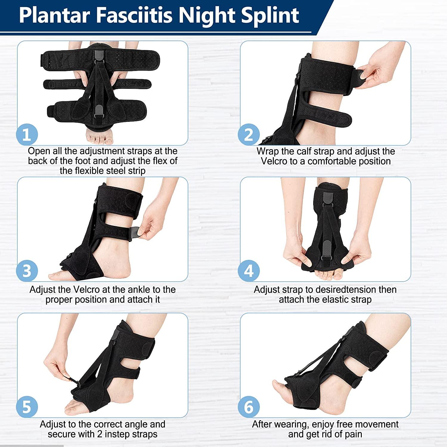 Upgrade Plantar Fasciitis Night Splint, Plantar Fasciitis Relief Brace, 3  Adjustable Straps Plantar Fasciitis Night Splint