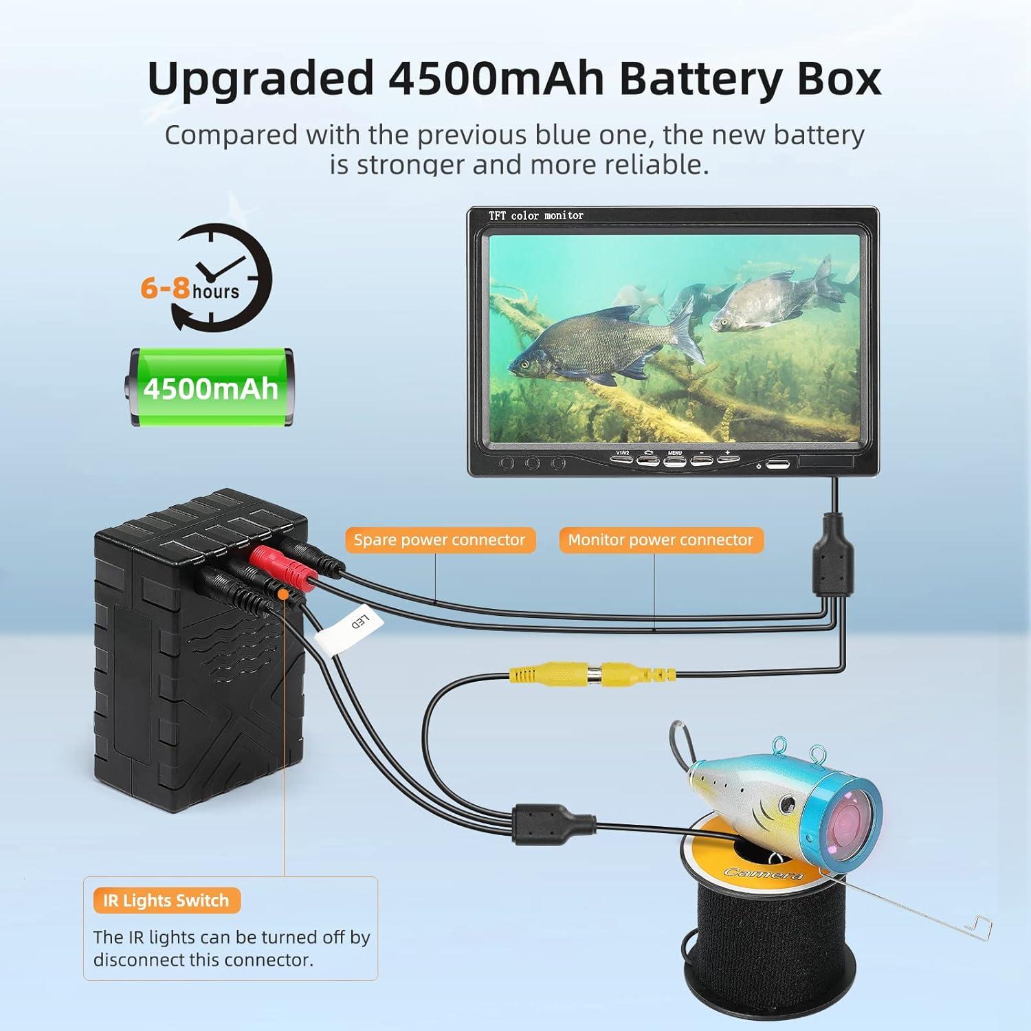 Eyoyo Portable 9 inch LCD Monitor Fish Finder HD 1000TVL Fishing Camera  Waterproof Underwater DVR Video Cam 30m Cable 12pcs IR Infrared Lights for  Ice