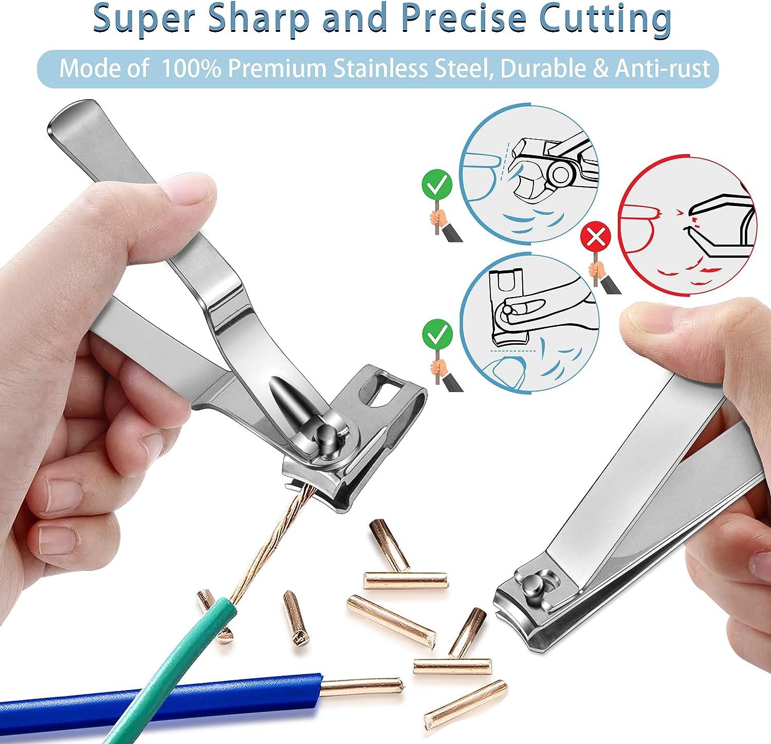 Nail Clippers for Men Thick Nails - DR. MODE 15mm Wide Jaw Opening Extra  Large Toenail Clippers & Easy Grip 360 Degree Rotary Fingernail Clippers  for Seniors Nail Cutter with Nail File