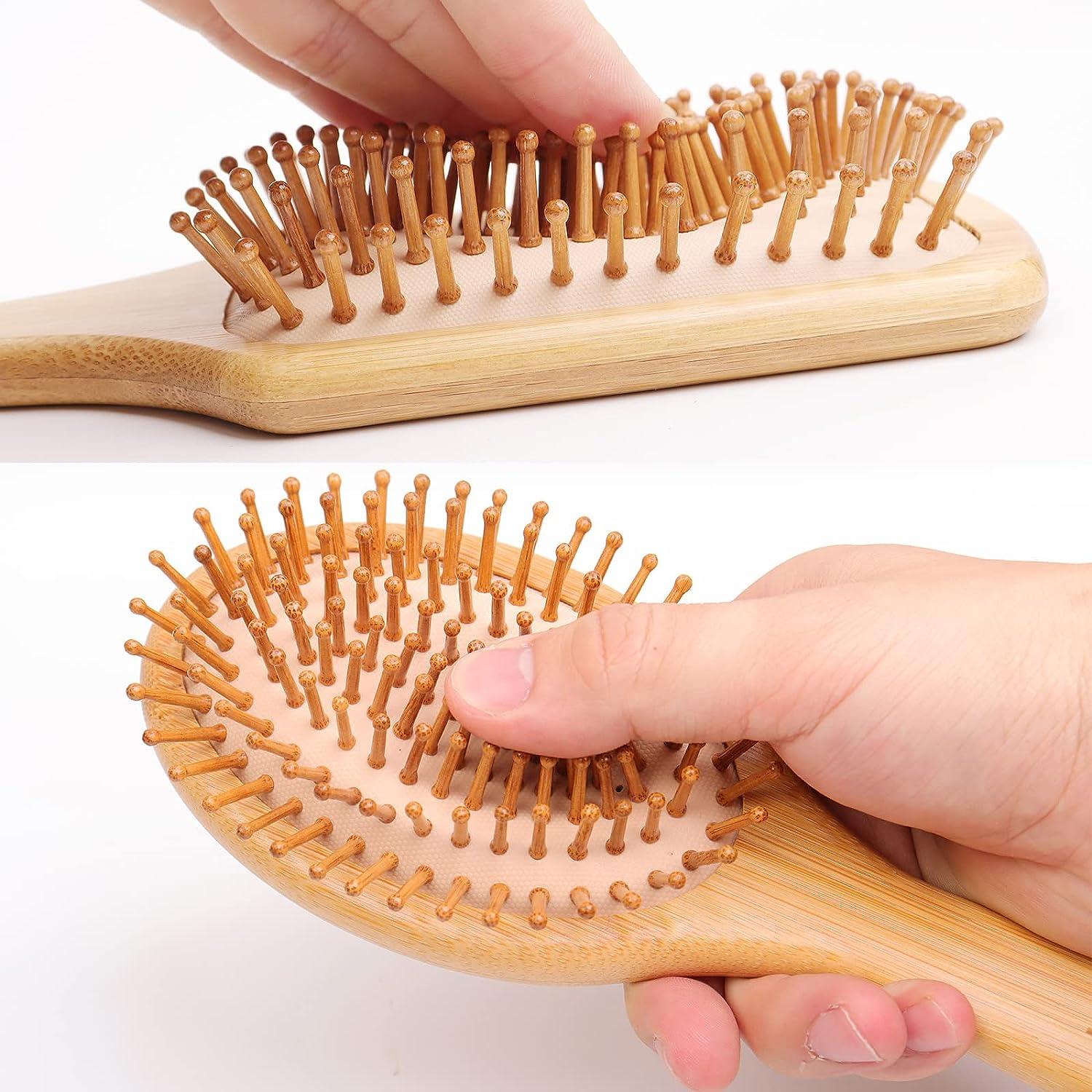 Hair Brush-Natural Wooden Bamboo Brush and Detangle Tail Comb