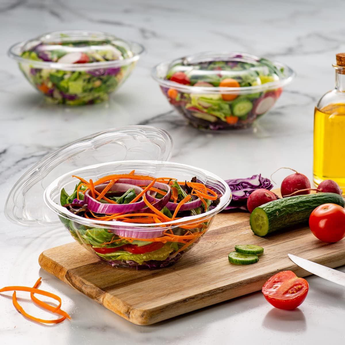 Choice 24 oz. Clear Plastic Salad Bowl with Lid - 150/Case