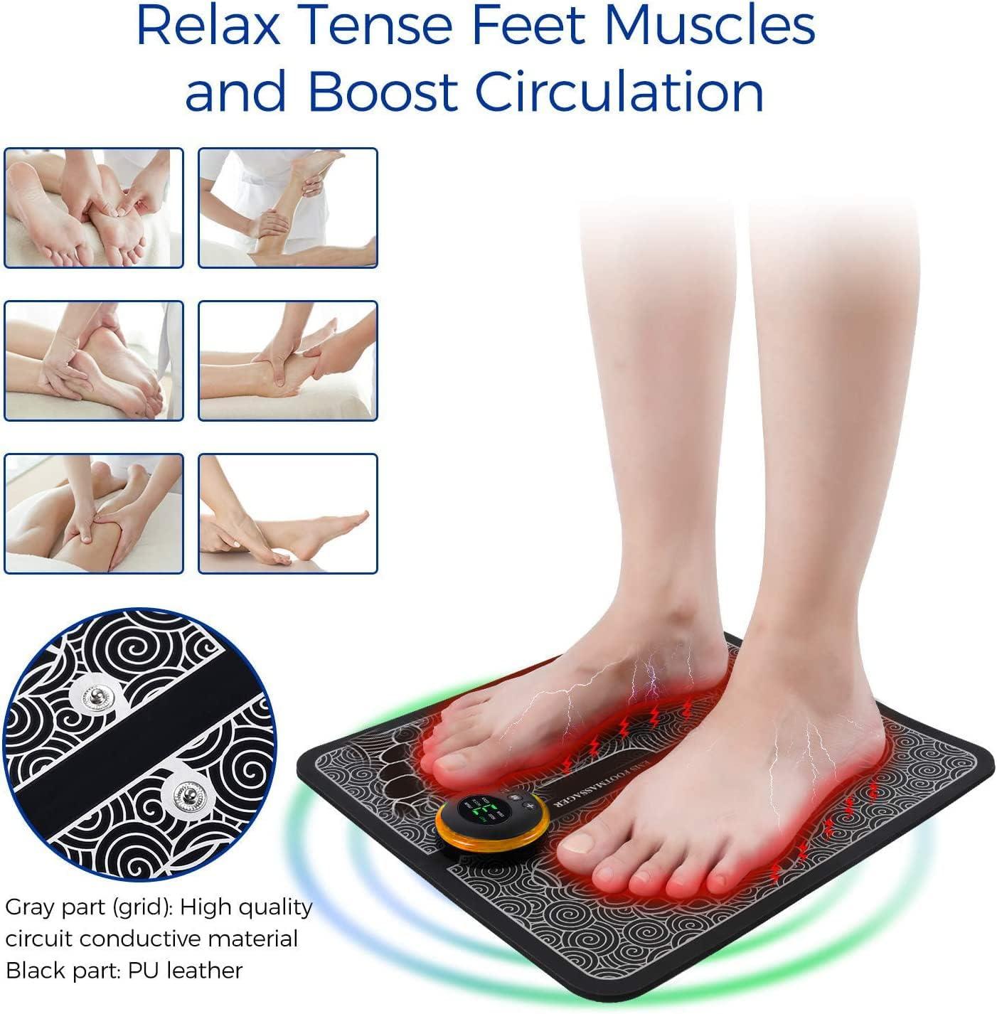 Foot Massager Mat Electric Foot Massager Pad EMS Feet Massage Machine with  8 Massage Modes and 19 Intensity Levels for Home and Office Use 