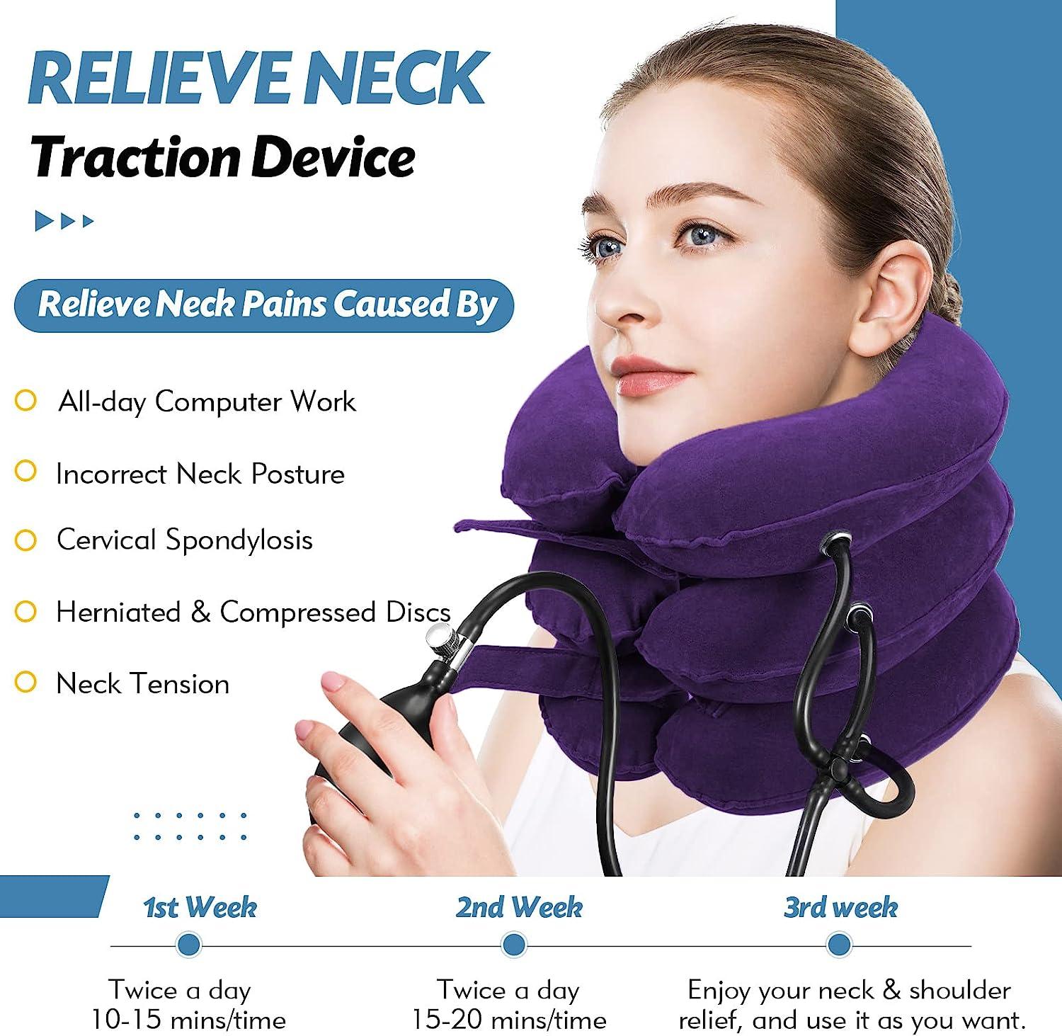 Cervical Neck Traction Device for Neck Pain Relief Adjustable Inflatable  Neck Stretcher Neck Brace Neck Traction Pillow for Neck Decompression and