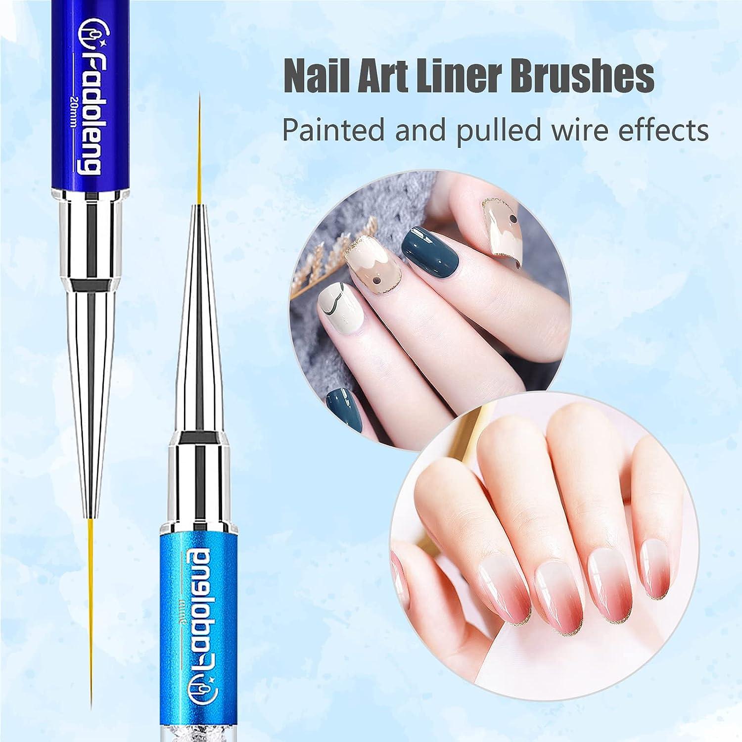 3pcs 7/9/11/16mm Nail Art Brush Painting Drawing Line Pen Liner