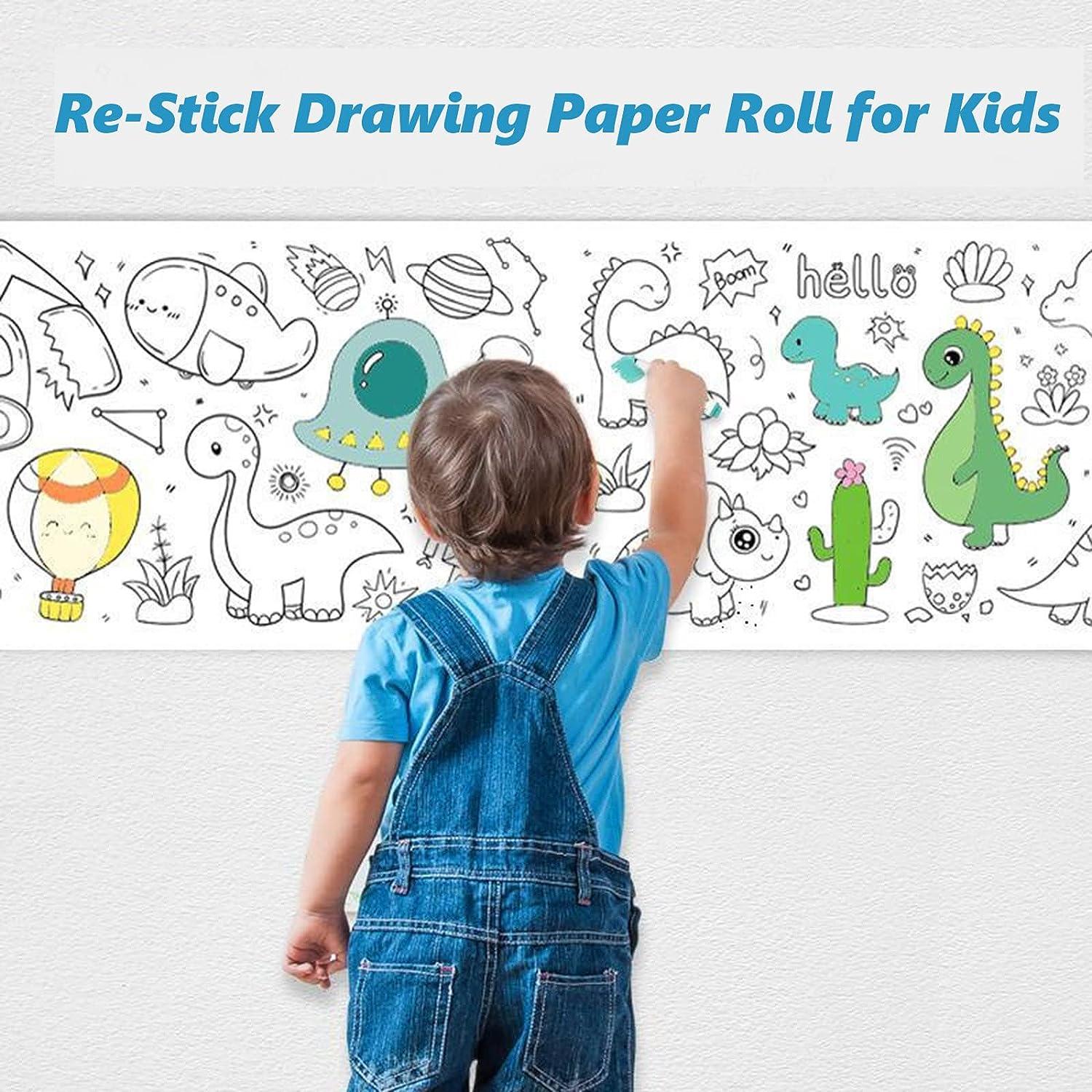 Children's Drawing Roll - Coloring Paper Roll for Kids, Drawing Paper Roll DIY Painting Drawing Color Filling Paper, 118*11.8 Inches(No Glue), Size