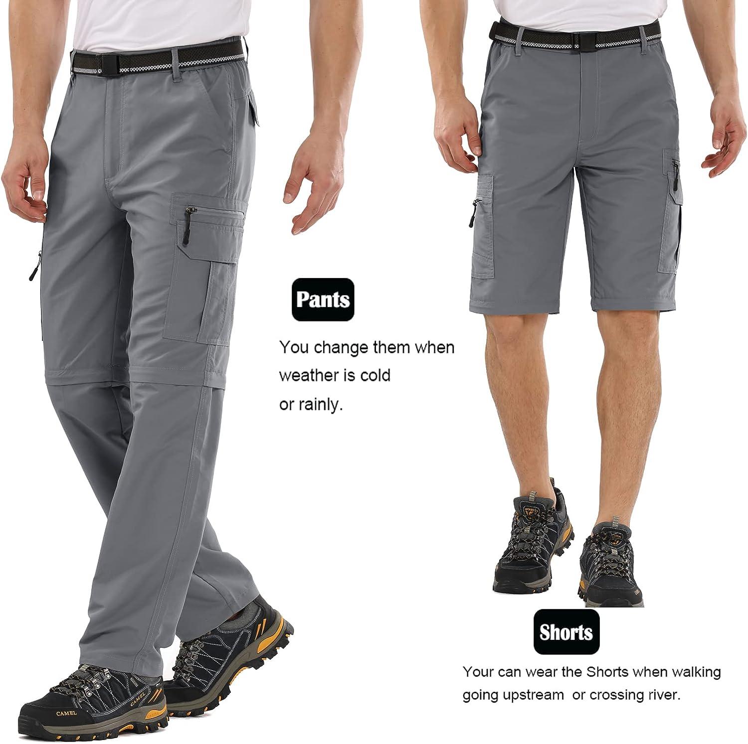 Mens Hiking Pants Convertible boy Scout Zip Off Shorts Lightweight