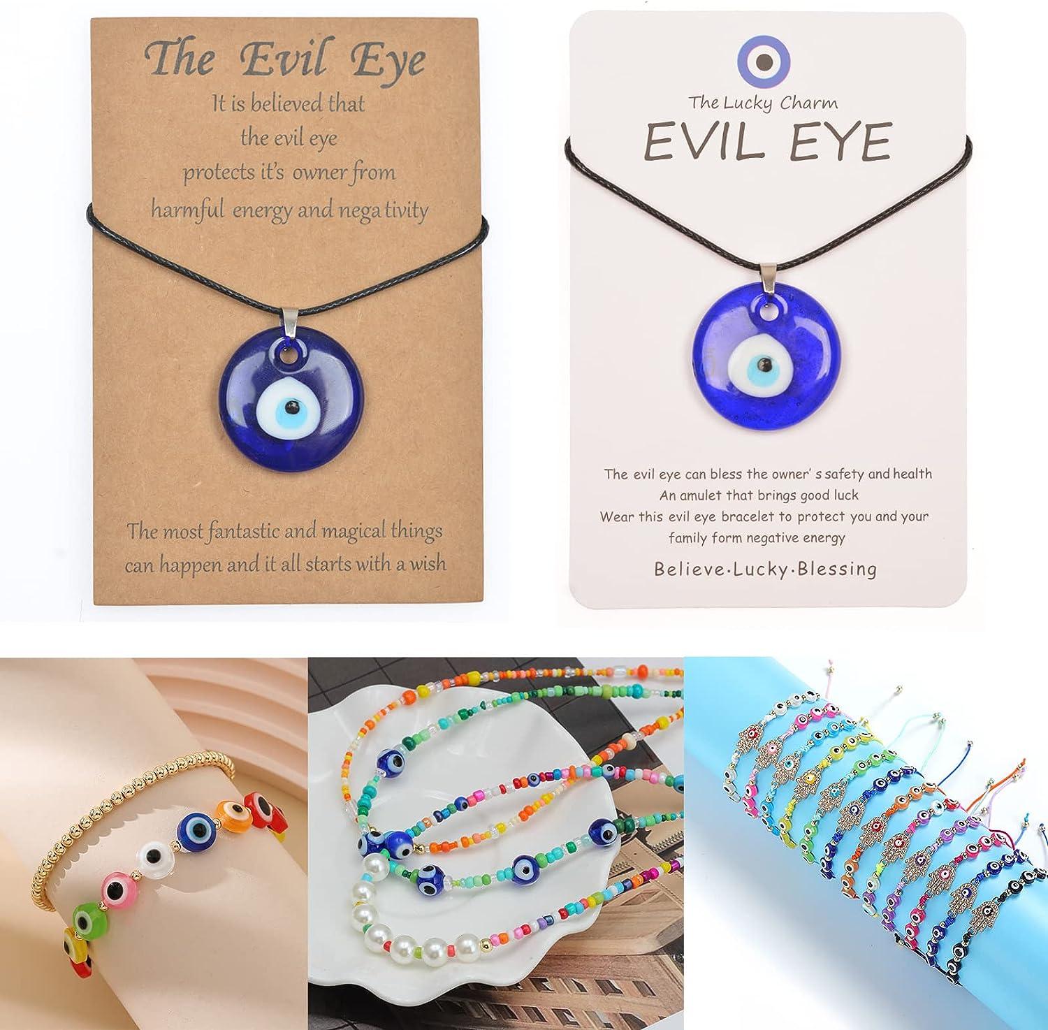Evil Eye Beads for Jewelry Making Evil Eye Bracelet Kit Includes Round  Spacer Beads Blue Evil Eye Beads etc. DIY with Evil Eye Charms for  Bracelets