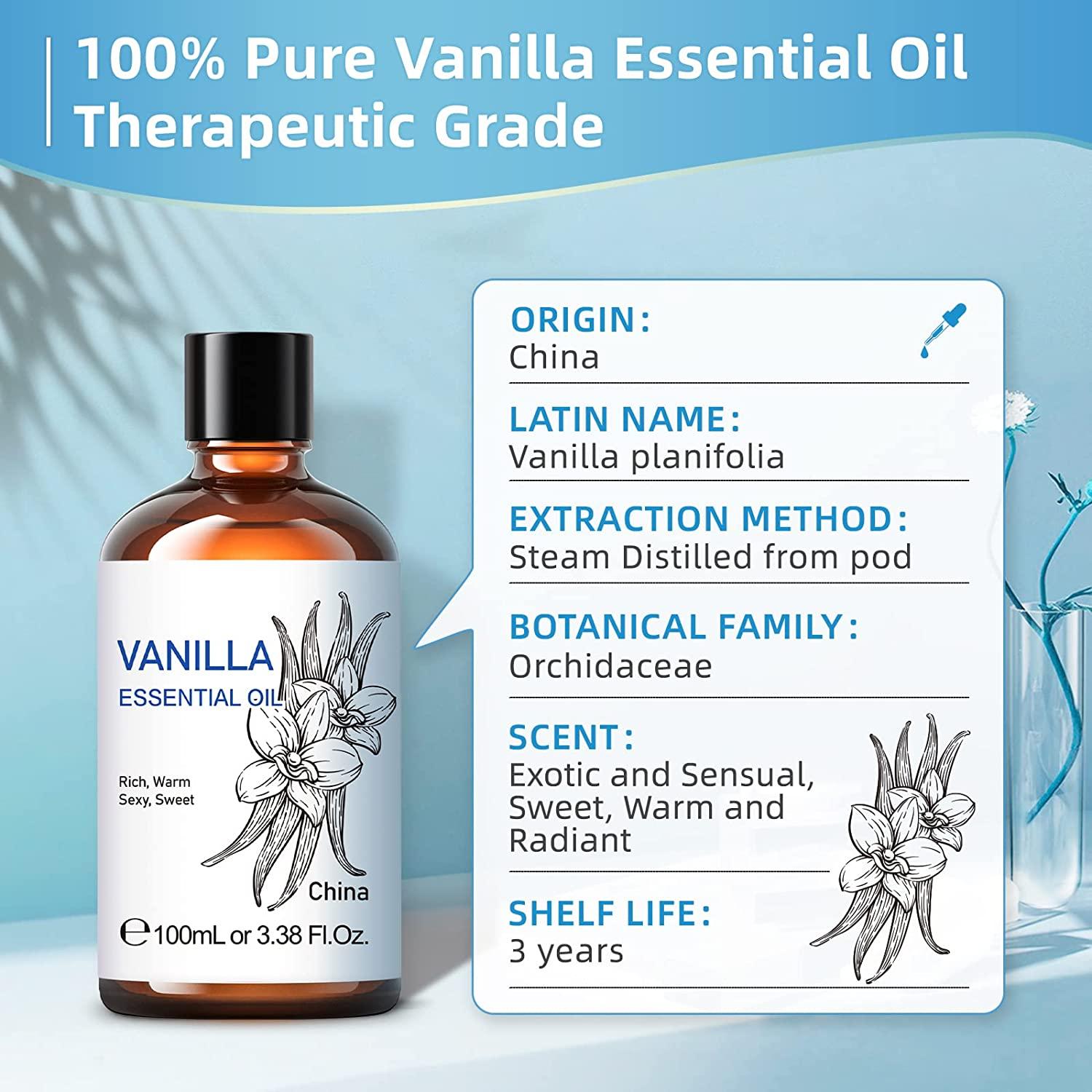 Vanilla Essential Oil for Diffuser, Pure Natural Vanilla Oil for Skin, Soap  Making, Candle Making -3.38