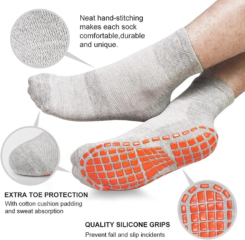 3Pairs Anti Slip Non Skid Slipper Hospital Socks with grips for Adults Men  Women