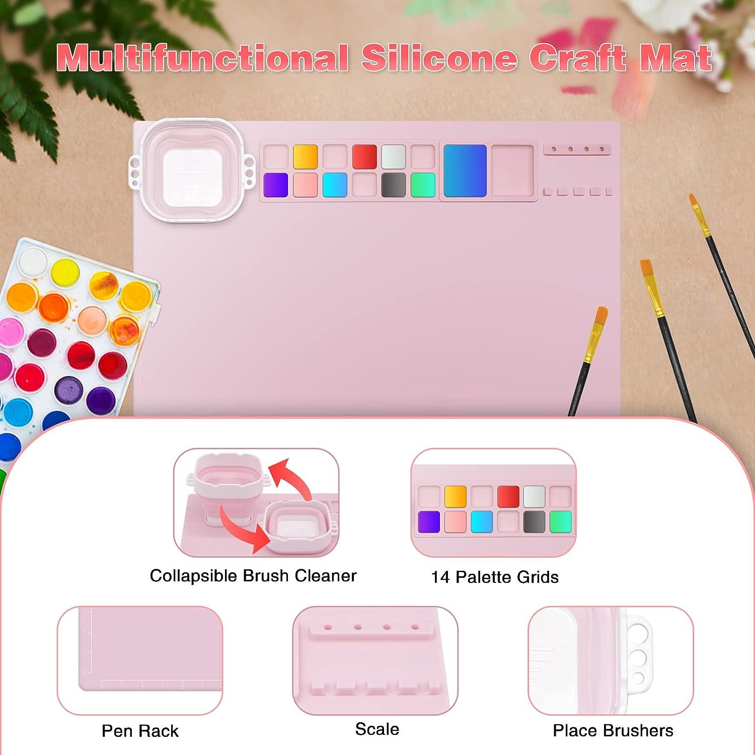 Silicone Painting Mat Pigment Palette with Paint Holder Non-Stick