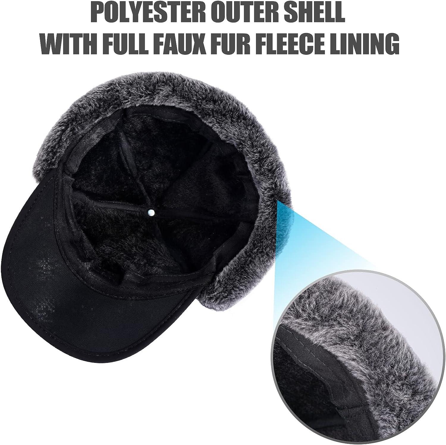 Winter 3 in 1 Thermal Fur Lined Trapper Hat with Ear Flap Full Face Warmer  Cover Windproof Cycling Motorcycle Headwear