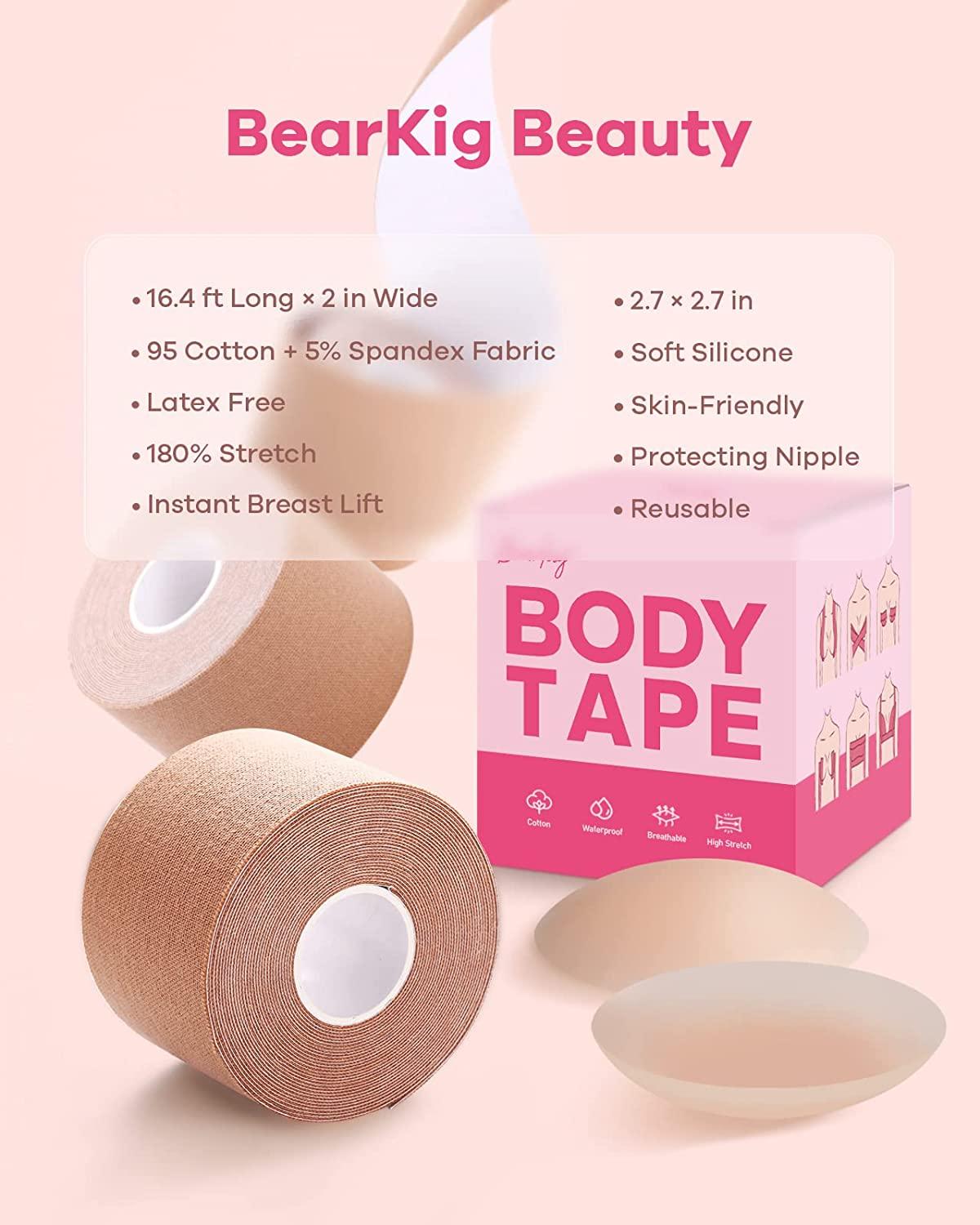 Boob Tape Instant Breast Lift Adhesive Push-up Tape A Cup to DD and Plus  Size with 4 pieces Reusable Premium Silicone Nipple Covers Sweatproof  Breathable Undetectable for Any Type of Clothing Nude