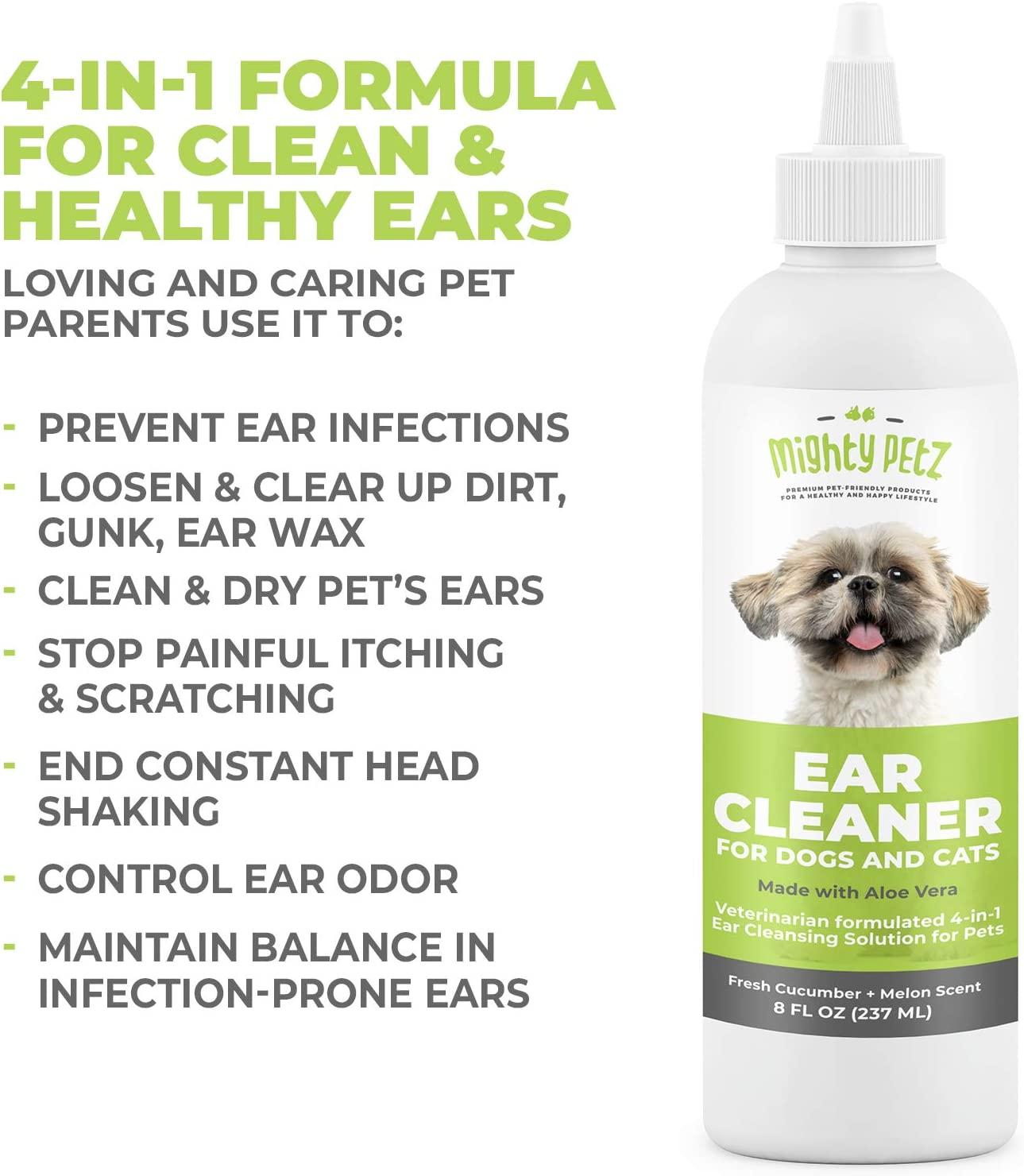 Mighty Petz Dog Ear Cleaner Solution 8 oz Pet Ear Wash to Support ...