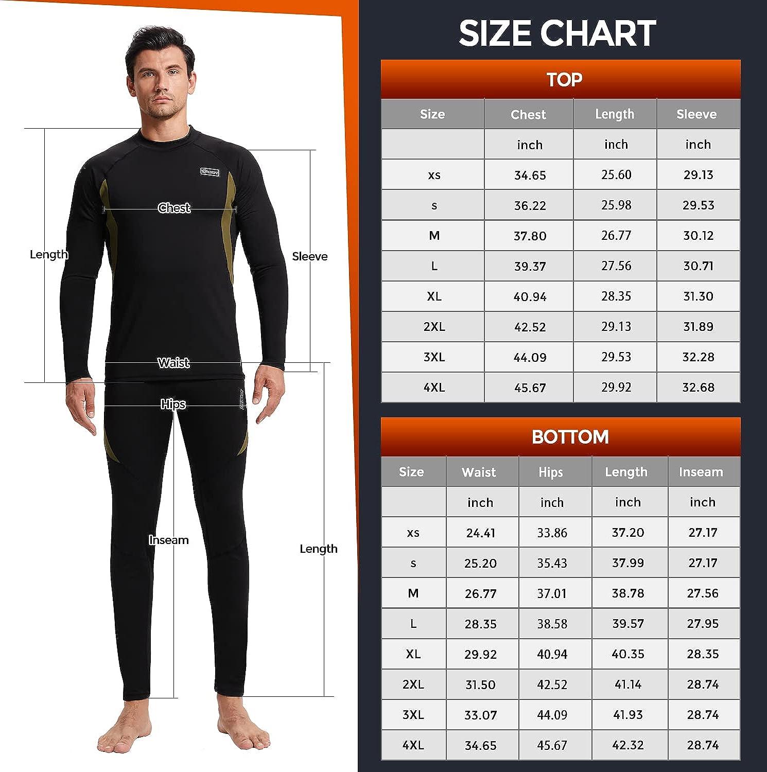 Thermal Underwear Set Winter Hunting Gear Sport Long Johns Base Layer  Bottom Top Midweight A - Black X-Large