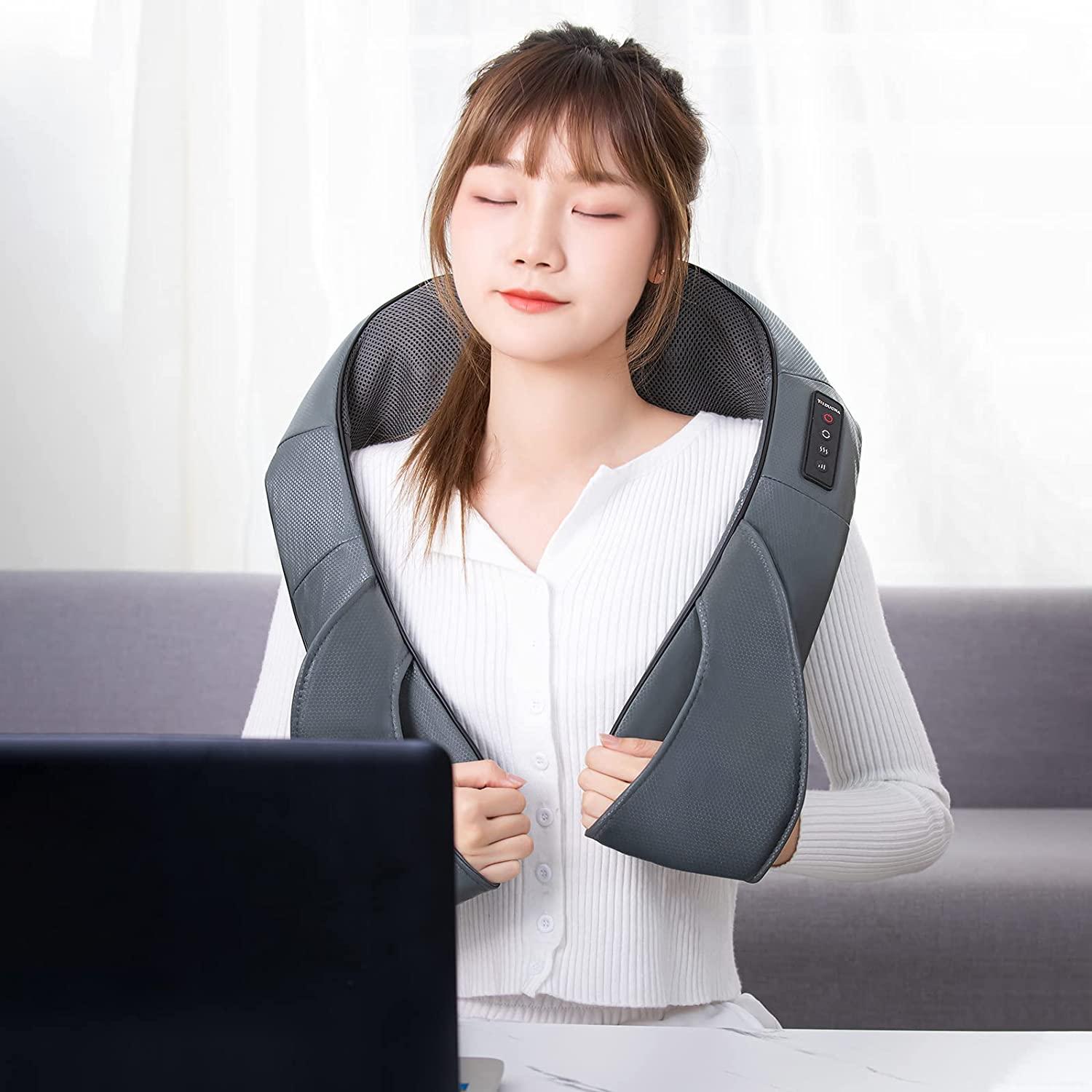 Neck Massager Neck, Shoulder, Back,Waist, Leg, Relax Massager Shiatsu:  Electric Rechargeable Massage Cushion Pillow - 3D Heated Deep Tissue  Kneading 