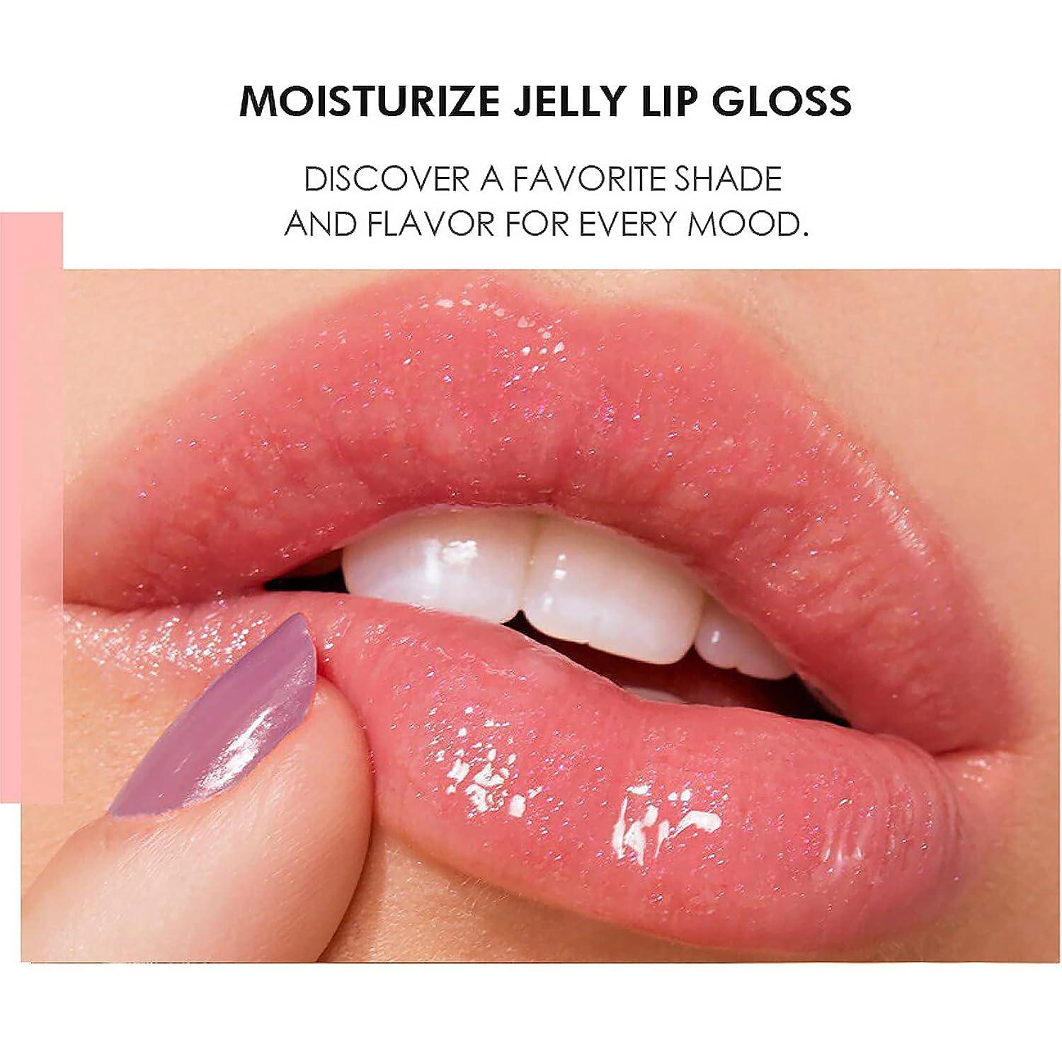 3PCS Clear Shiny Glitter Lip Gloss Set,Hydrating Moisturizing Tinted Lip  Balm,Shimmer Liquid Jelly Lipstick Glossy Finish Lip Plumping Lip Oil Gloss