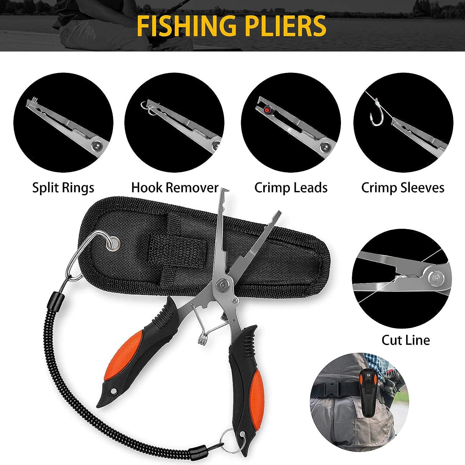 Fishing Pliers Scissors Line Hook Remover Fish Lip Gripper Grip Kits Tool
