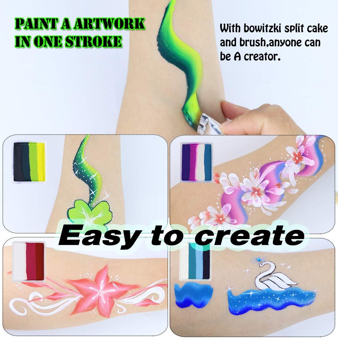 Bowitzki Professional Rainbow Face Paint Kit with Paint Sponges