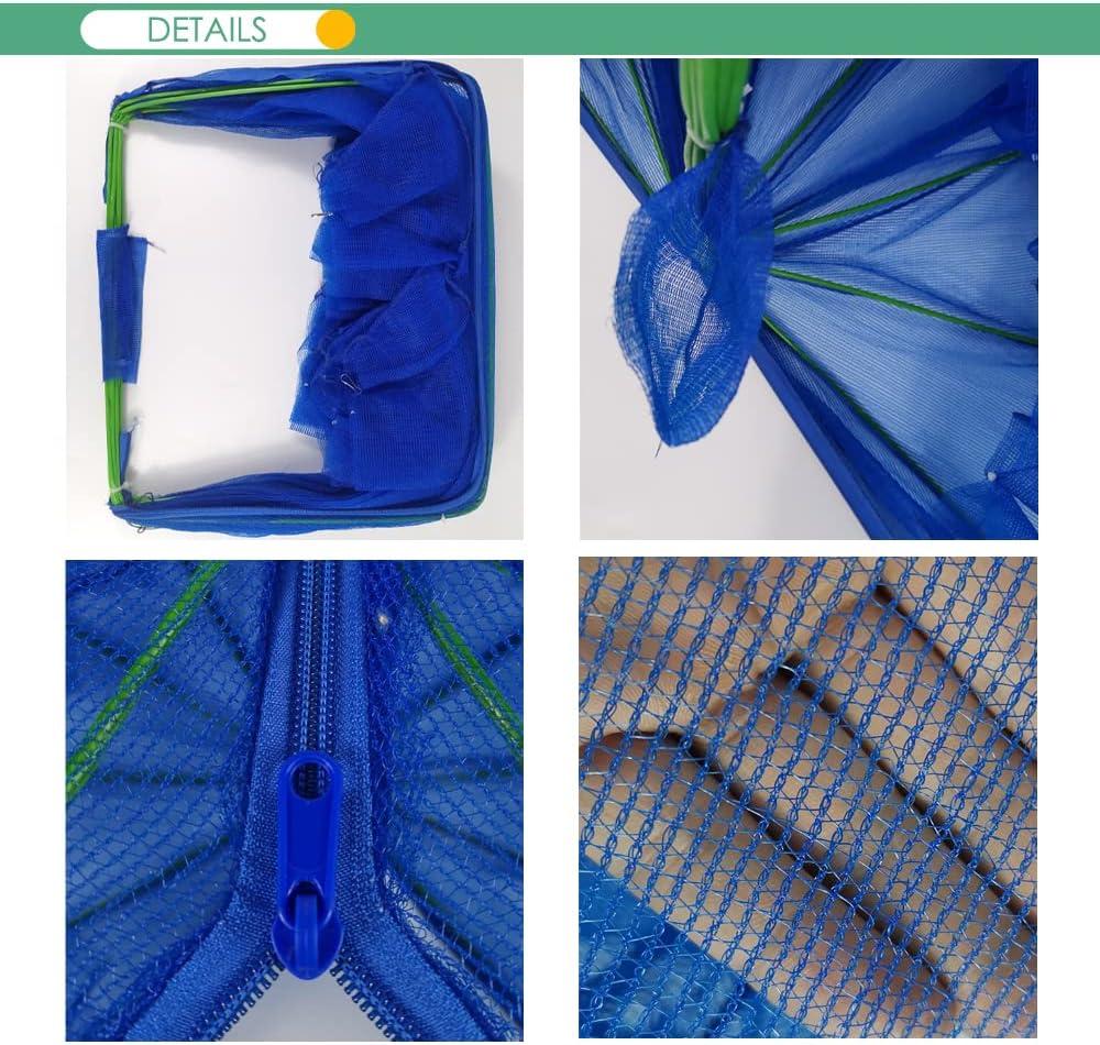 Portable Bait Traps Fishing Nets Foldable - Easy Use Hand Casting Bait Traps  Cage Baits Cast Mesh Trap for Fishes, Shrimp, Minnow, Crayfish, Crab,  Crawdad Blue Thicken Mesh Material 6 Entrances